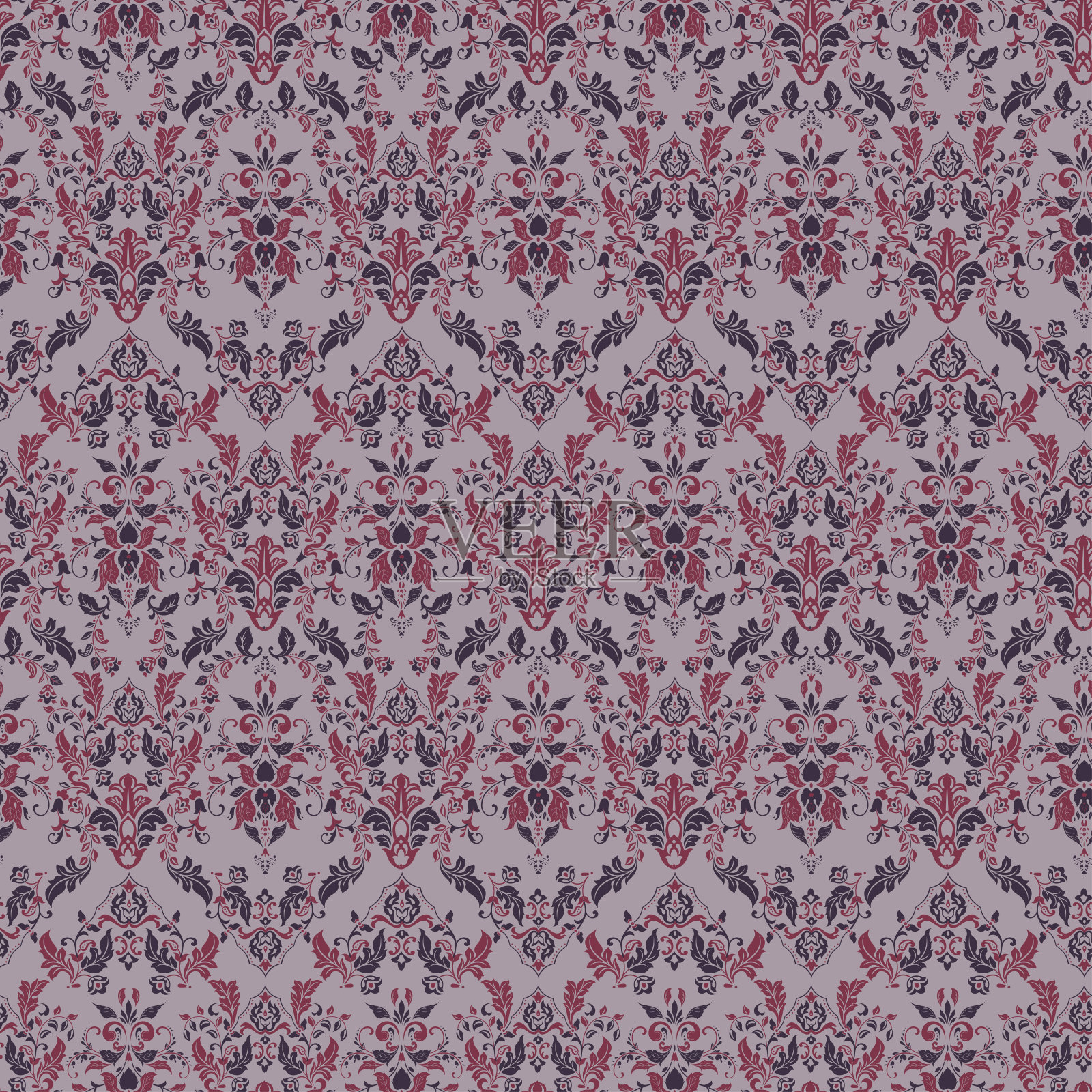 华丽的锦缎复古墙纸。向量无缝模式插画图片素材