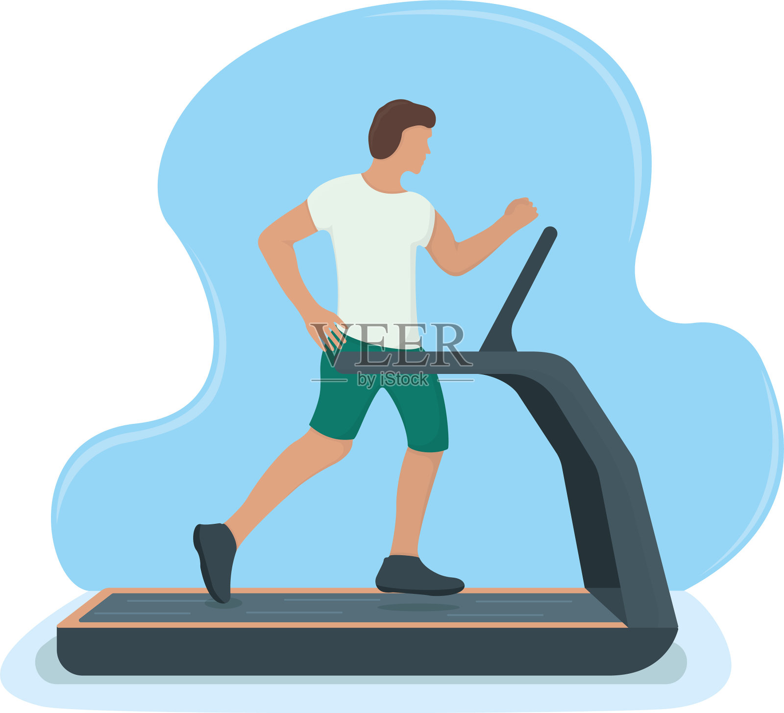 男人在跑步机上跑步,男人练习运动插画图片素材