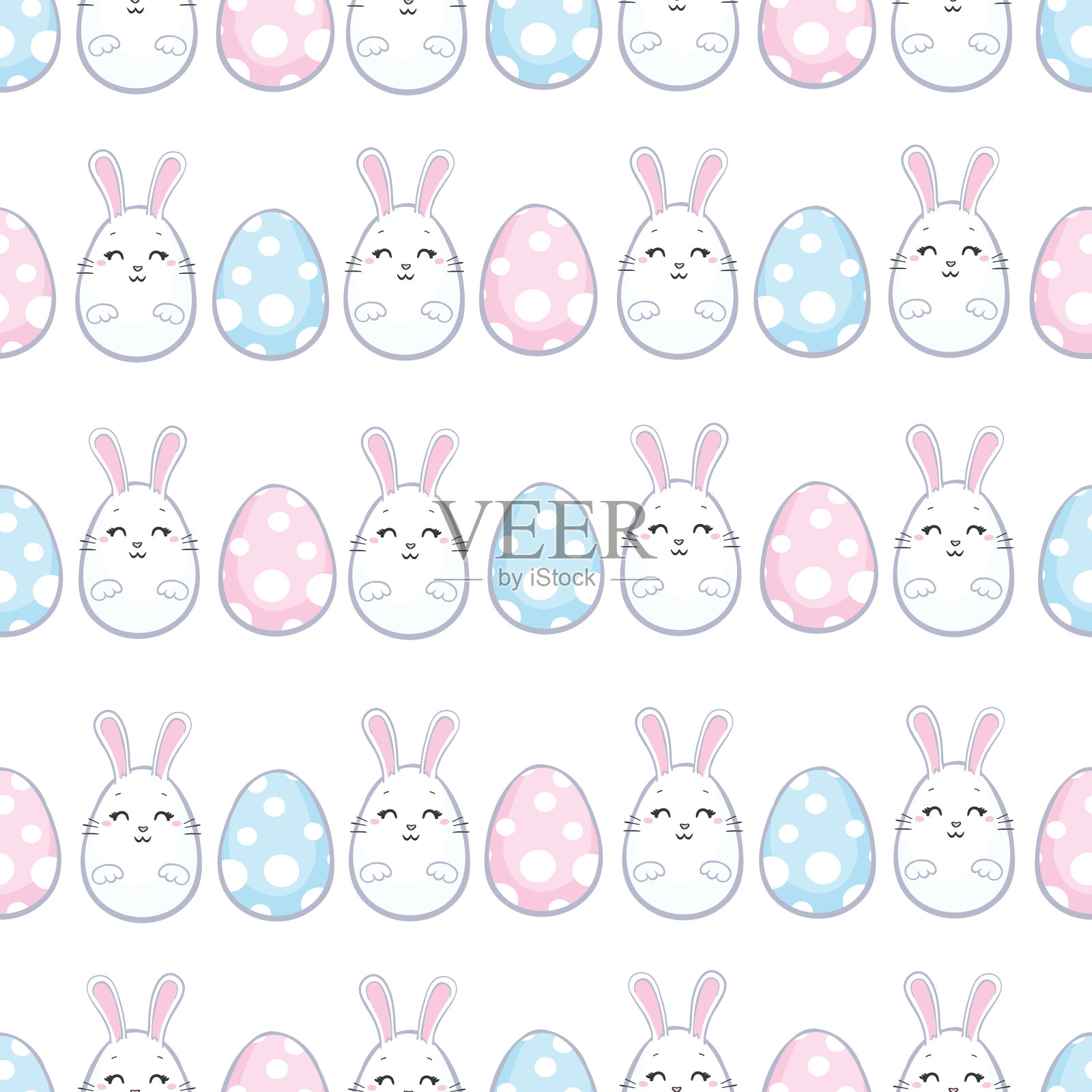 可爱的兔子兔子无缝图案背景插画图片素材