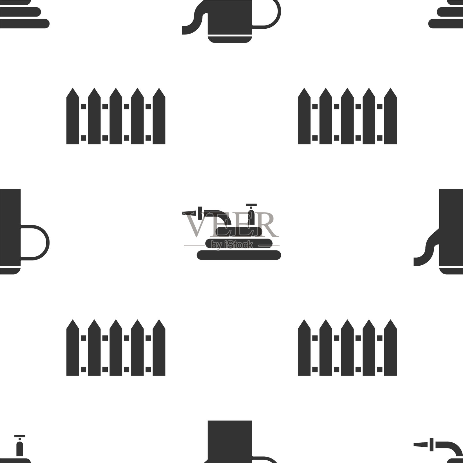 设置浇水罐、花园软管或消防软管图标素材