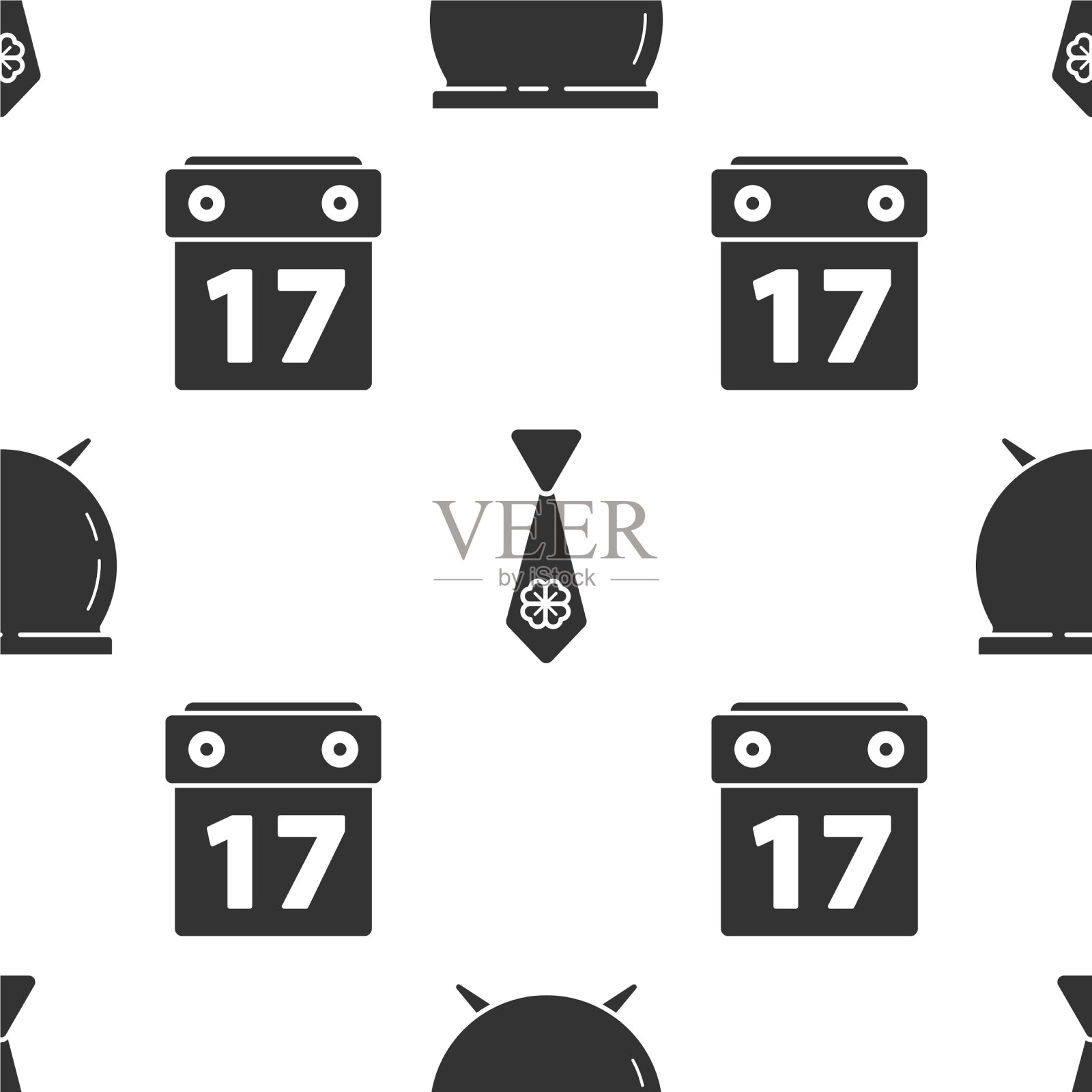 将女巫大锅与四片三叶草和图标素材