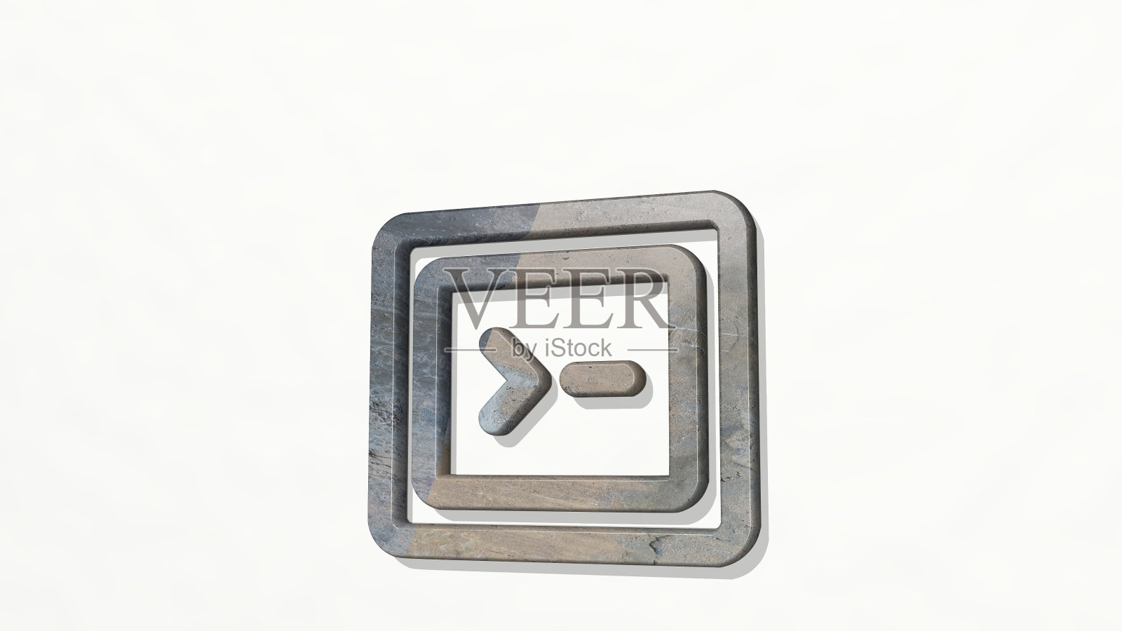 程序代码由一个闪闪发光的金属雕塑在墙壁上的3D插图与灯光背景。电脑和编码照片摄影图片