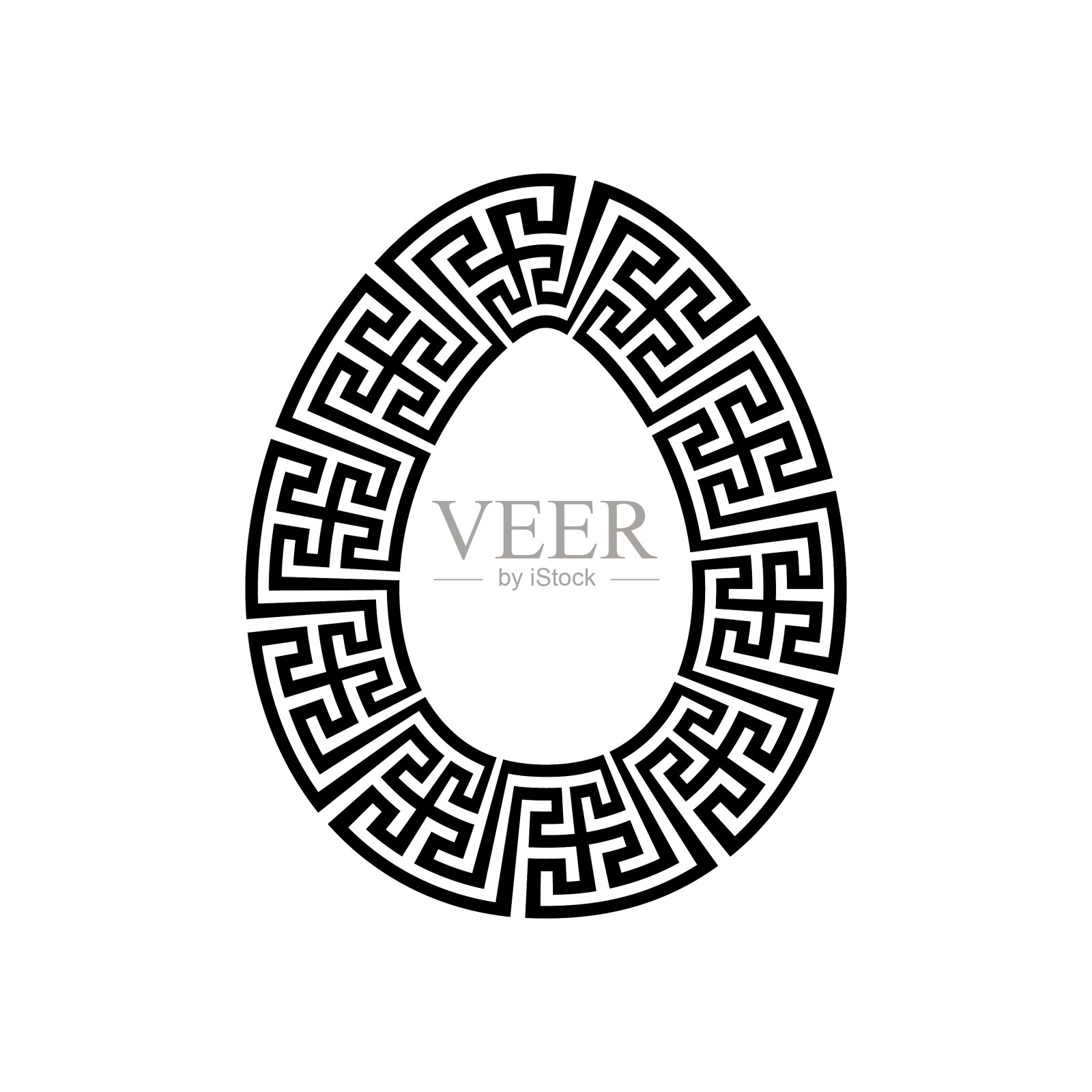 希腊键圆形框架蛋希腊边界插画图片素材