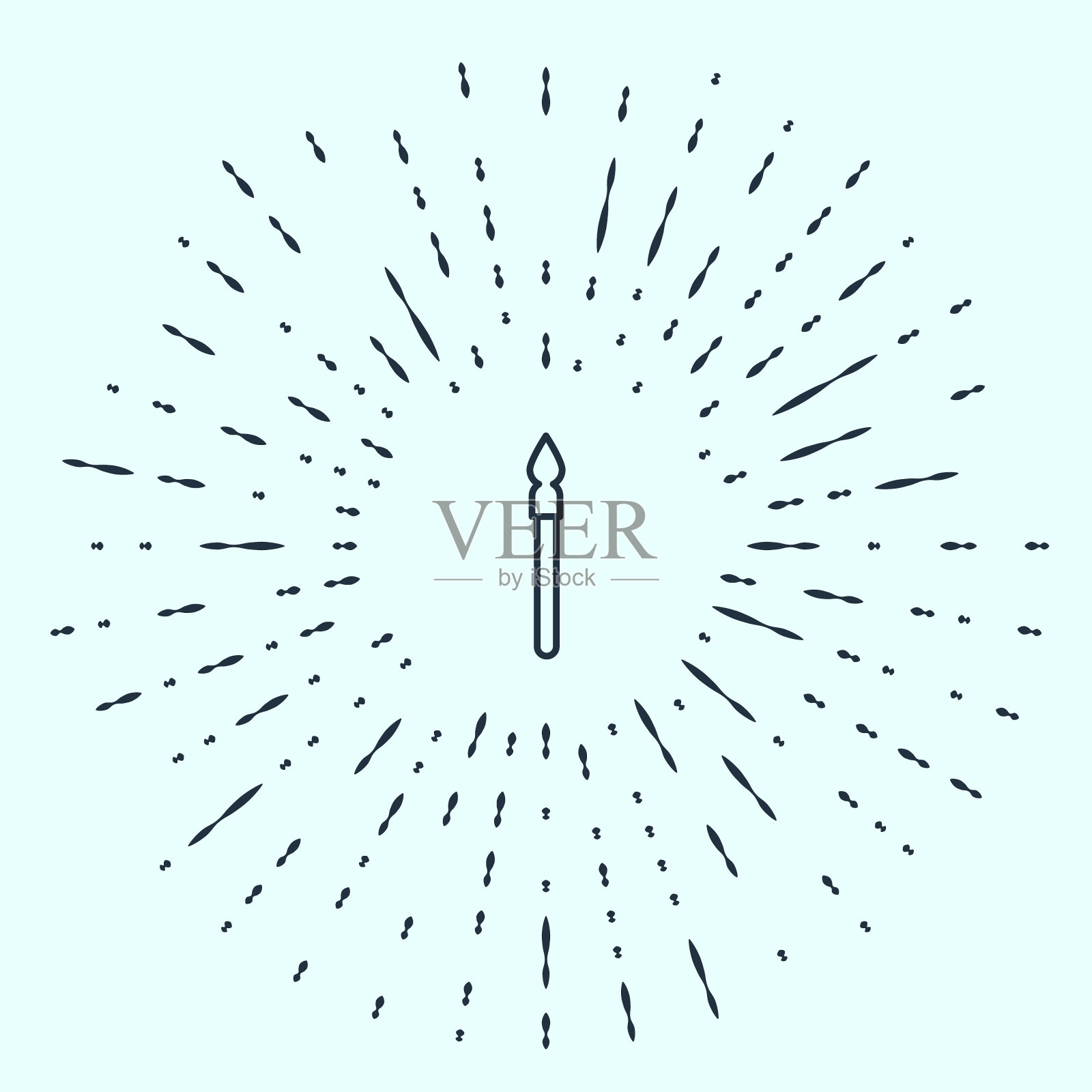 黑色线条中世纪长矛图标孤立在灰色背景上。中世纪的武器。抽象的圆随机点。向量插画图片素材