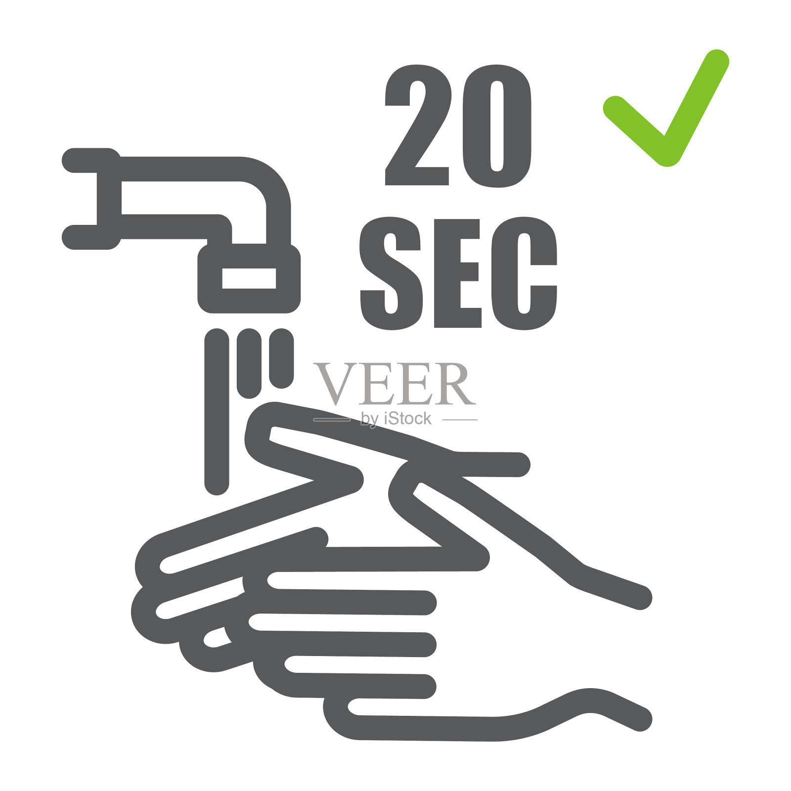 洗你的手20秒线图标洗和插画图片素材