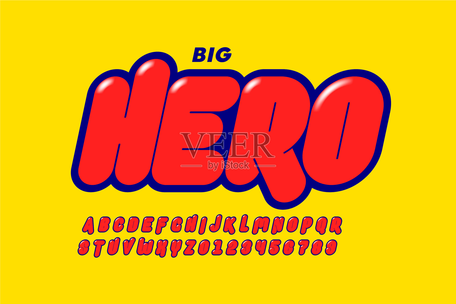 漫画超级英雄风格字体字母和插画图片素材