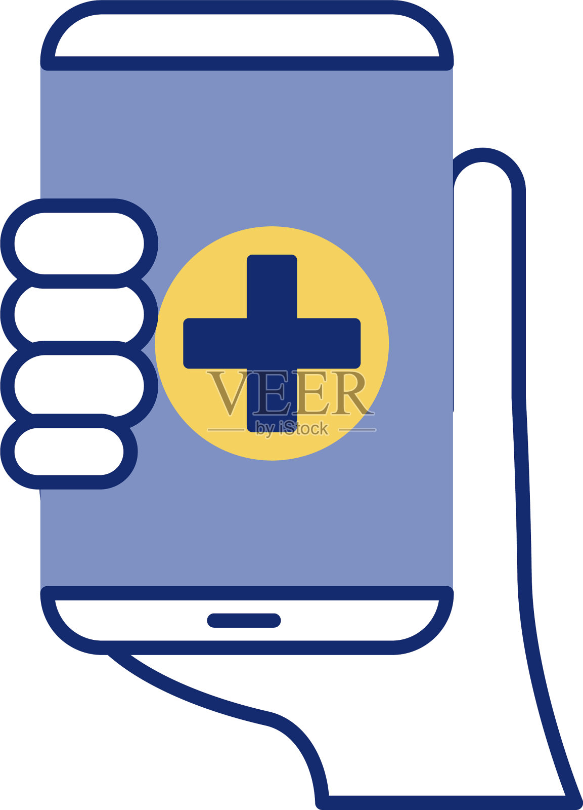 手与智能手机和医疗交叉健康设计元素图片