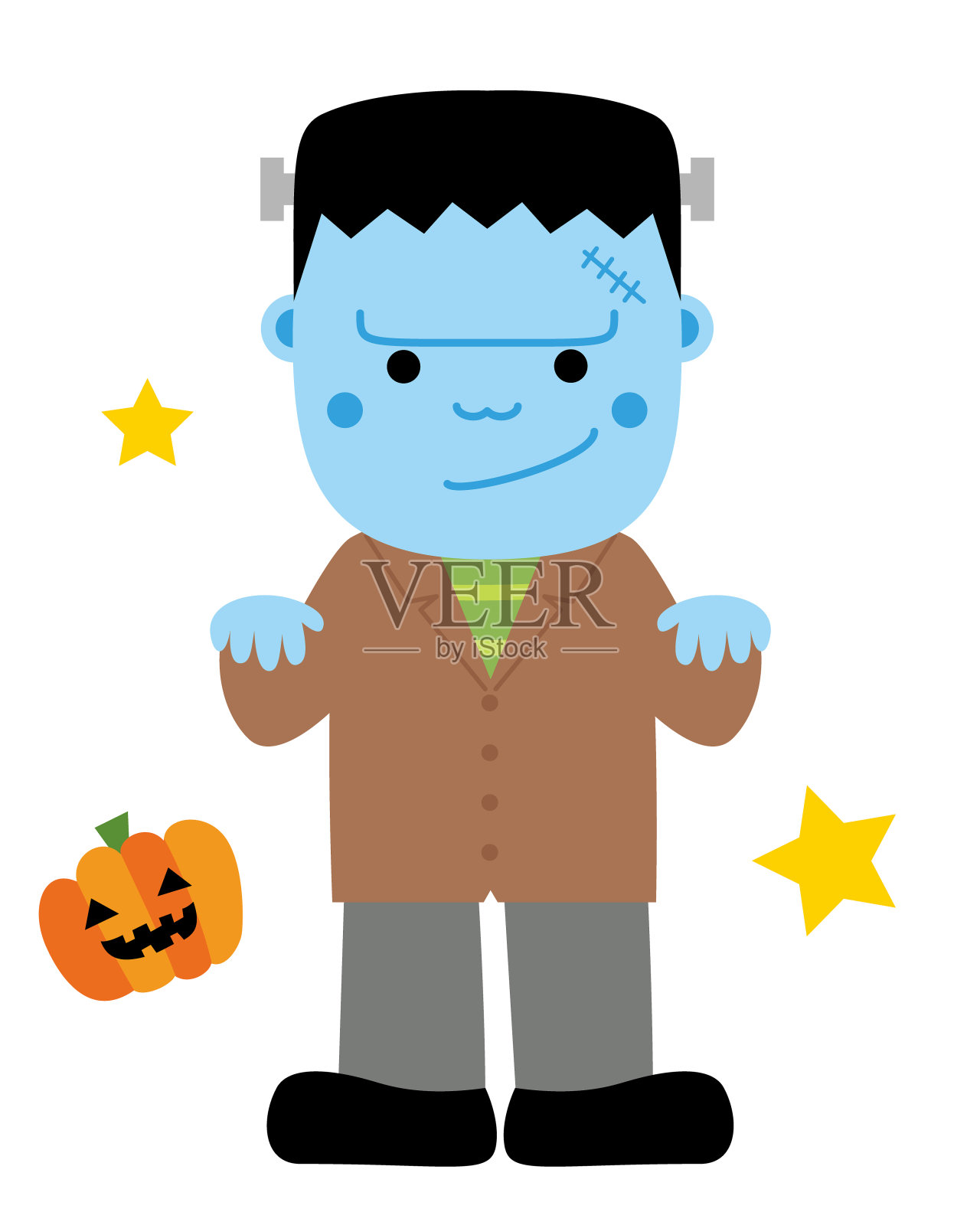 弗兰肯斯坦,万圣节怪物插图。设计元素图片