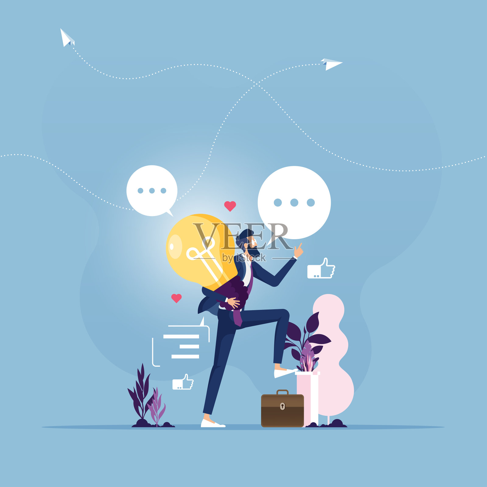 商人得到伟大的想法-创意概念矢量插画图片素材