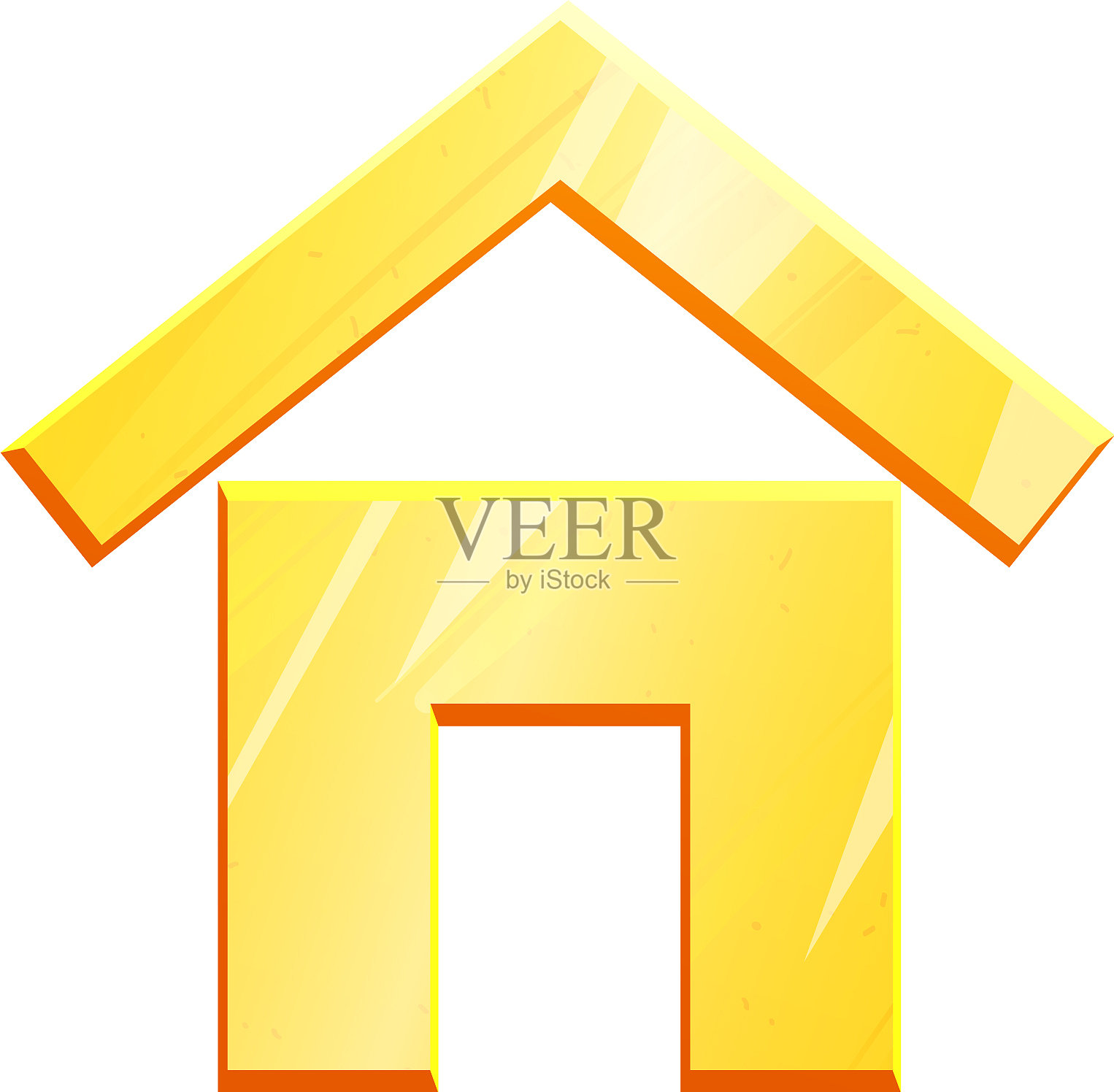 房子金色图标上的白色背景家简单插画图片素材