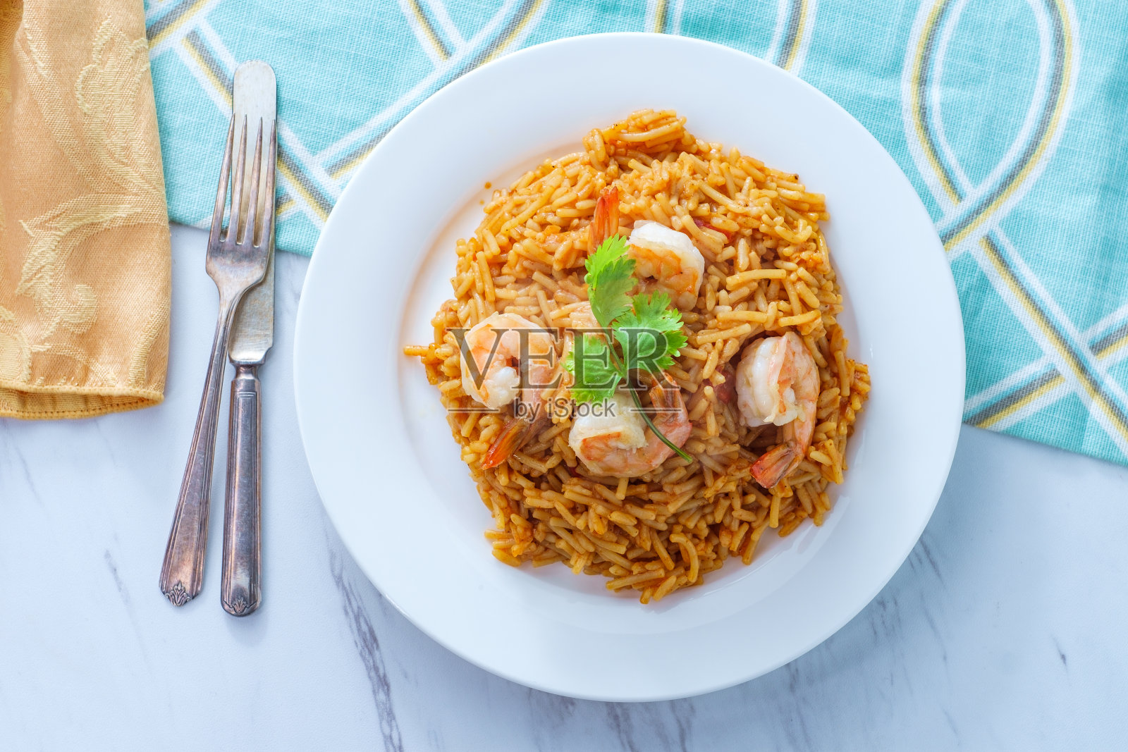 西班牙虾仁饭照片摄影图片