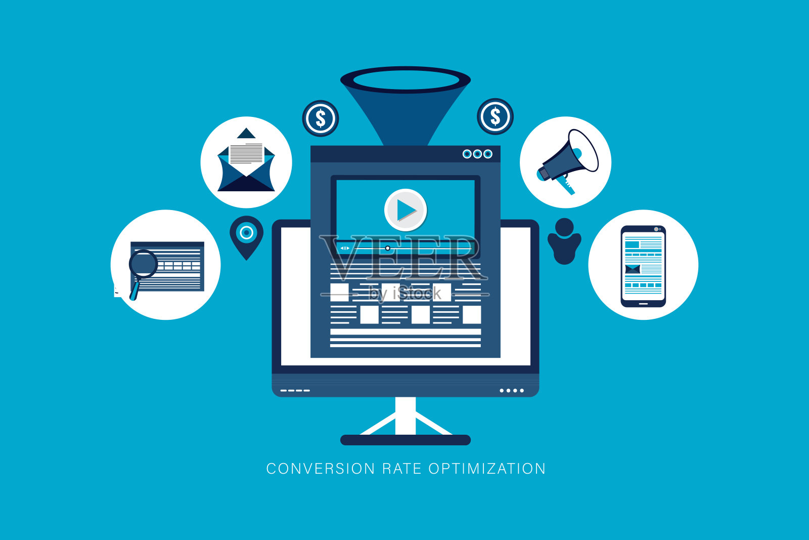 转化率优化平面插图插画图片素材