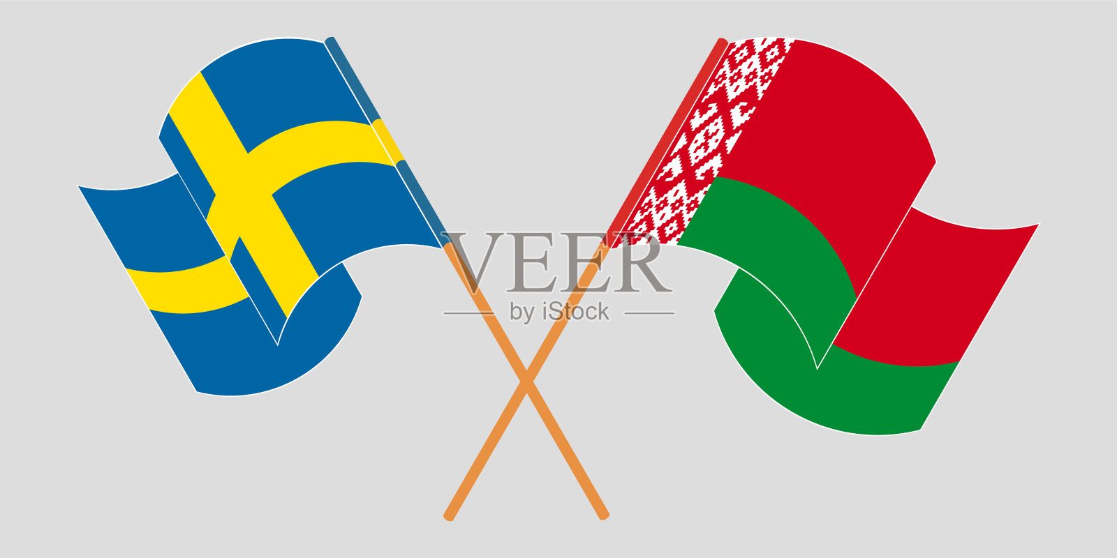 白俄罗斯和瑞典的旗帜插画图片素材