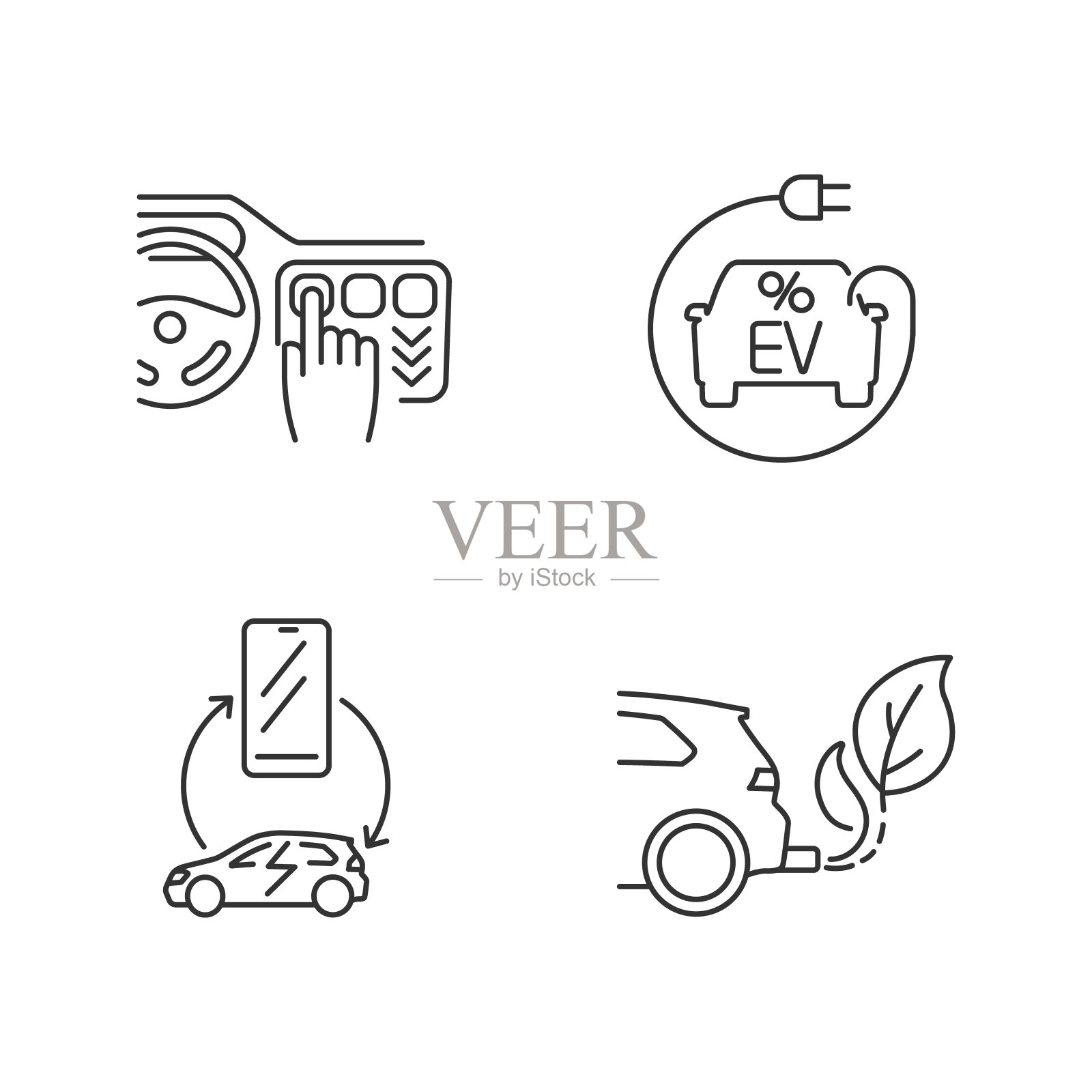 电动汽车受益于线性图标集插画图片素材