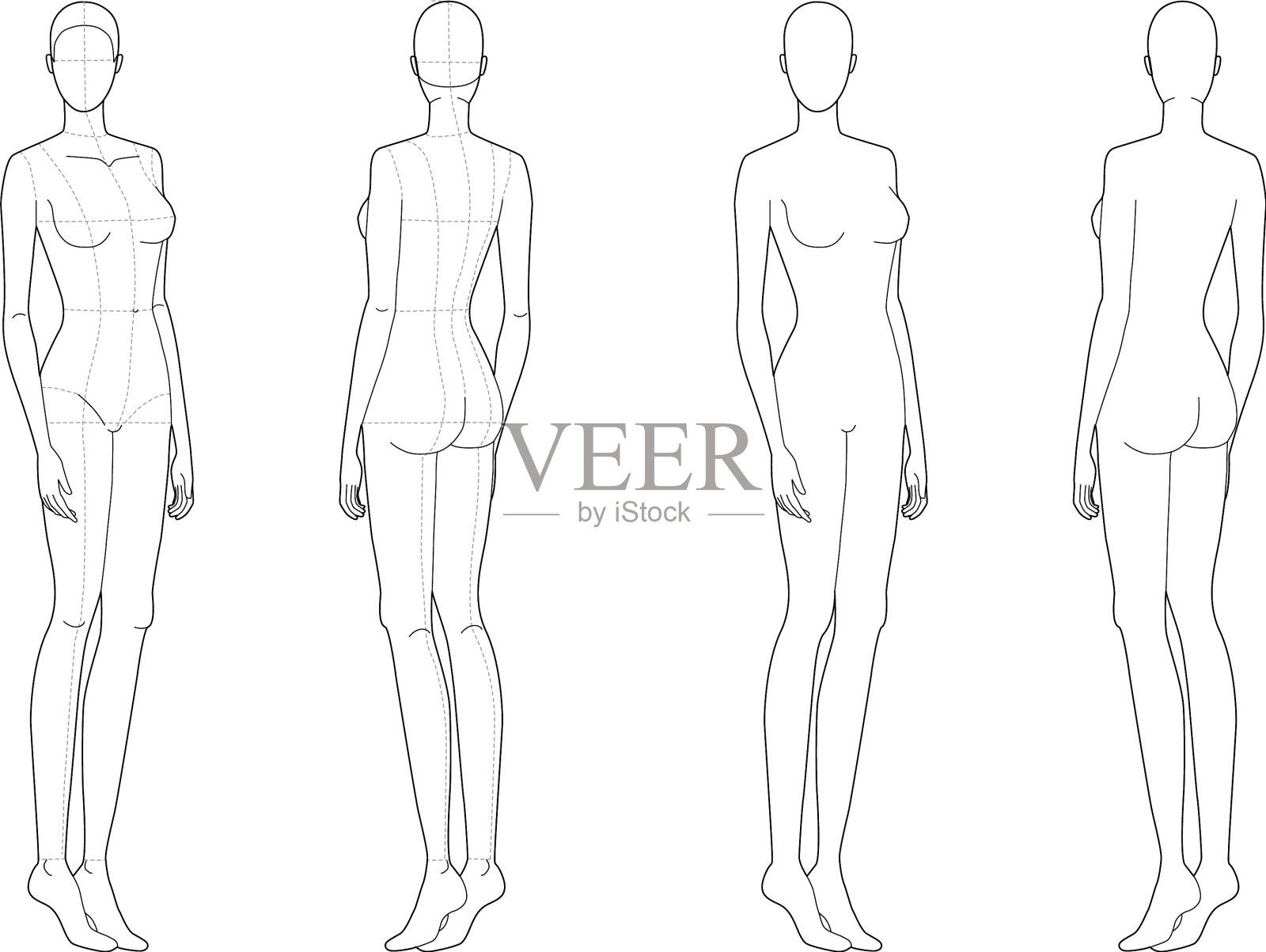 时尚模板站立的女性插画图片素材