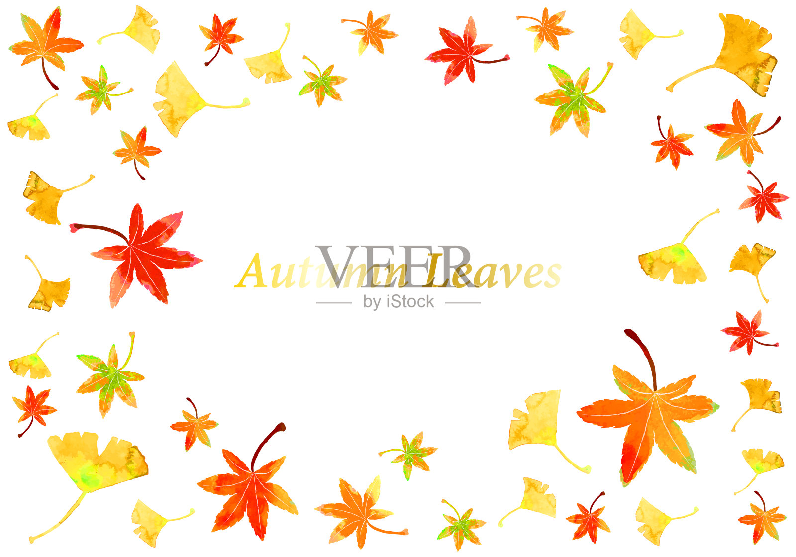 水彩秋叶框插画图片素材
