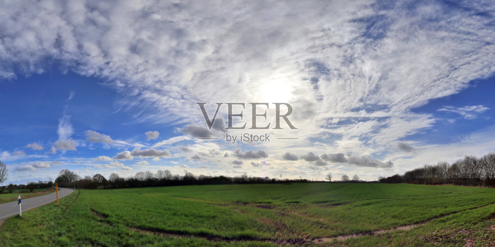 美丽的高分辨率全景的北欧国家景观与田野和绿色的草地照片摄影图片