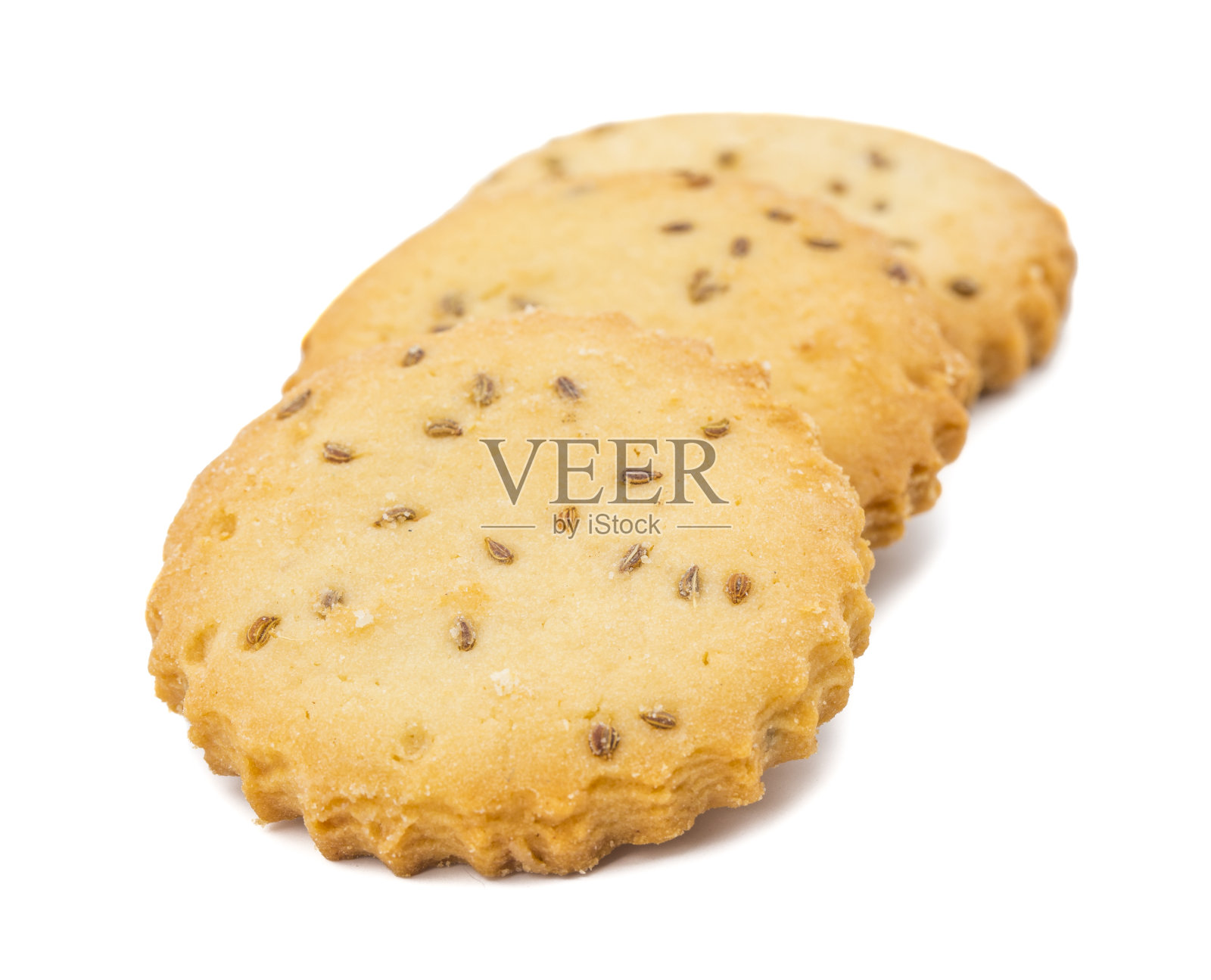 盐腌孜然饼干或杰拉饼干在白色背景照片摄影图片