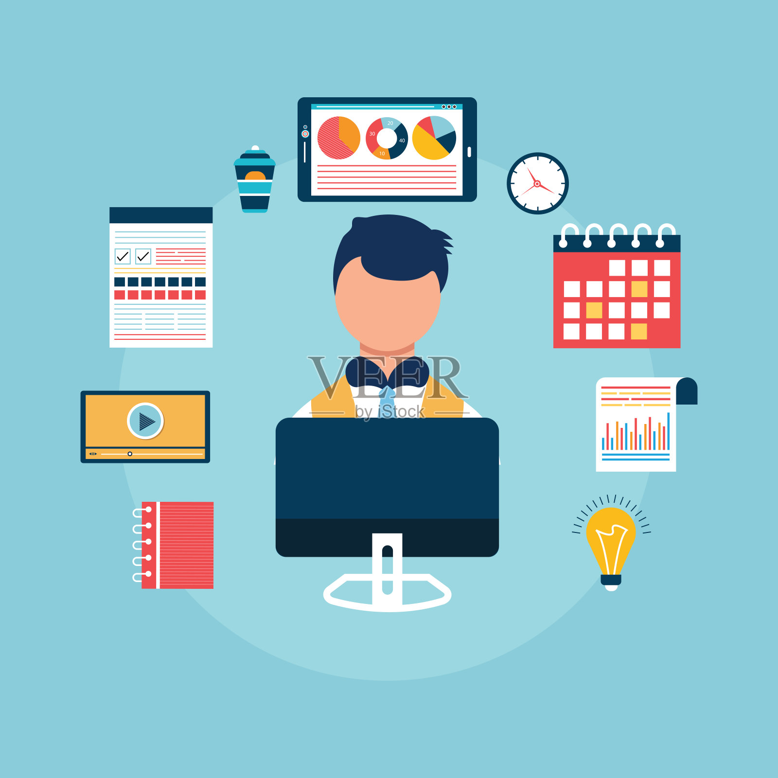 咨询服务理念,项目管理,时间管理,市场调研插画图片素材