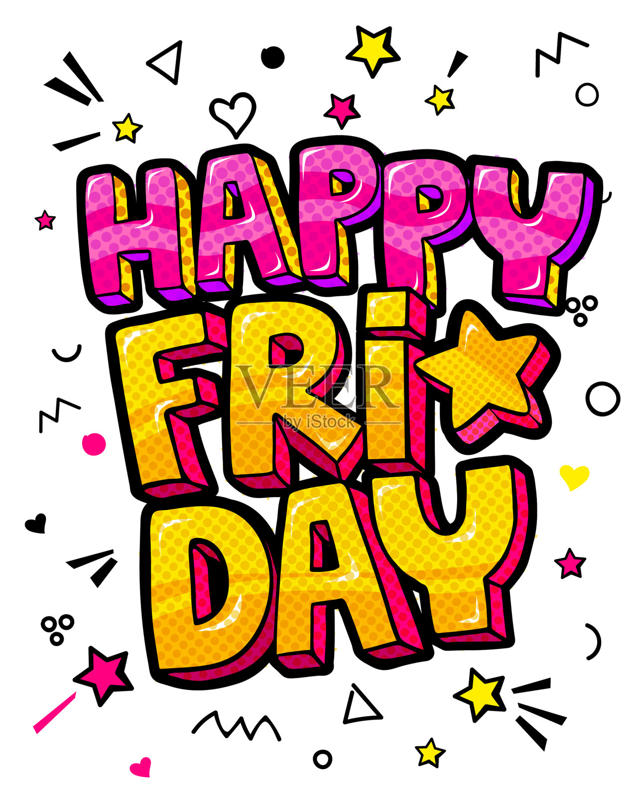 写着星期五快乐,工作日流行艺术插画图片素材