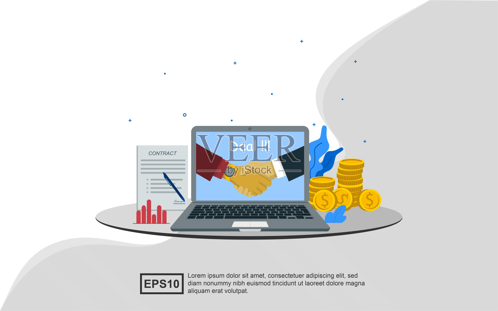 说明合作关系握手的概念插画图片素材