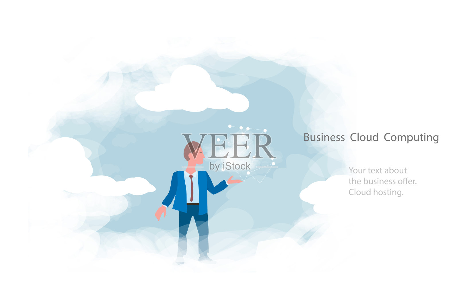 云计算用于商业,概念。布局与文本空间插画图片素材