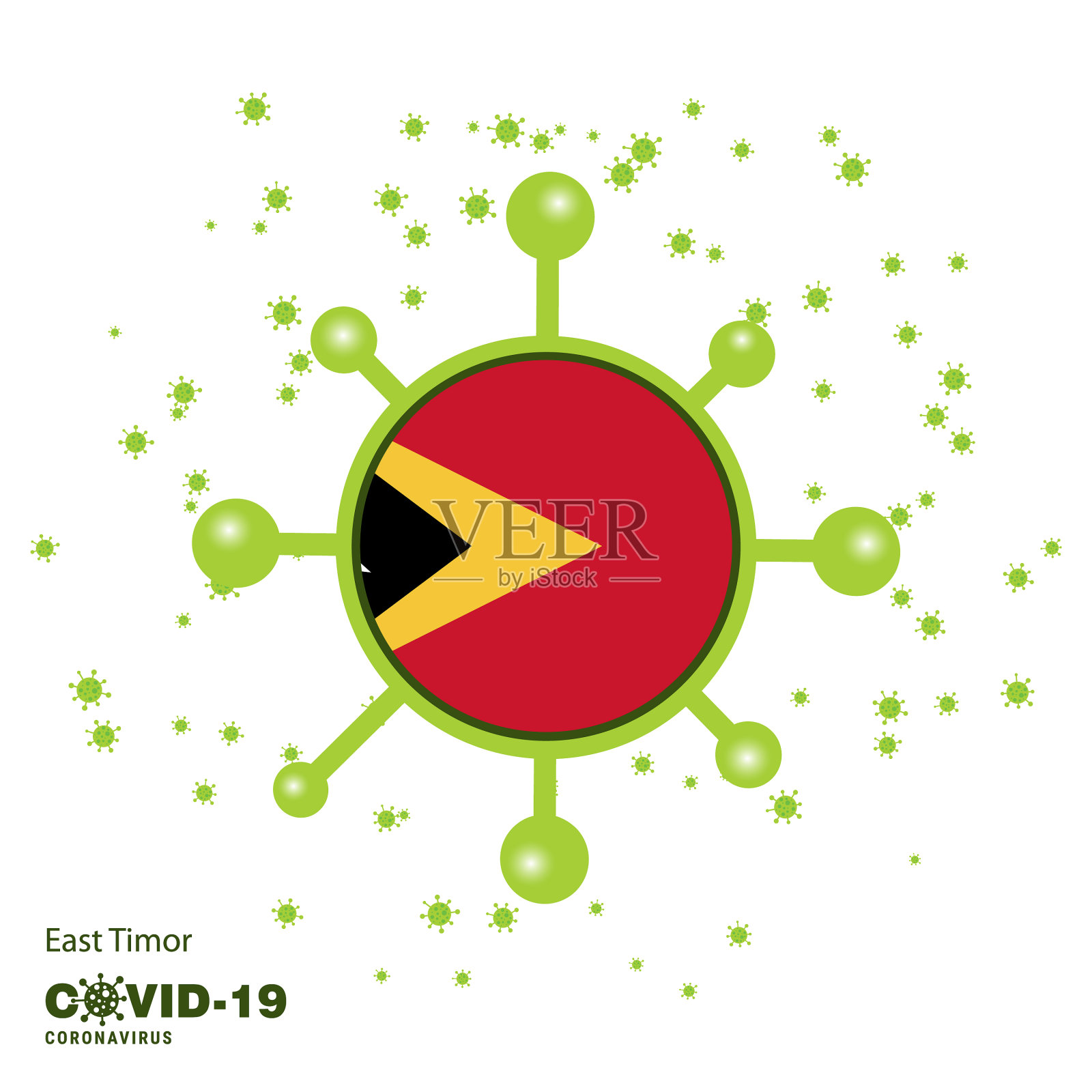 东帝汶coronavis国旗认识背景插画图片素材