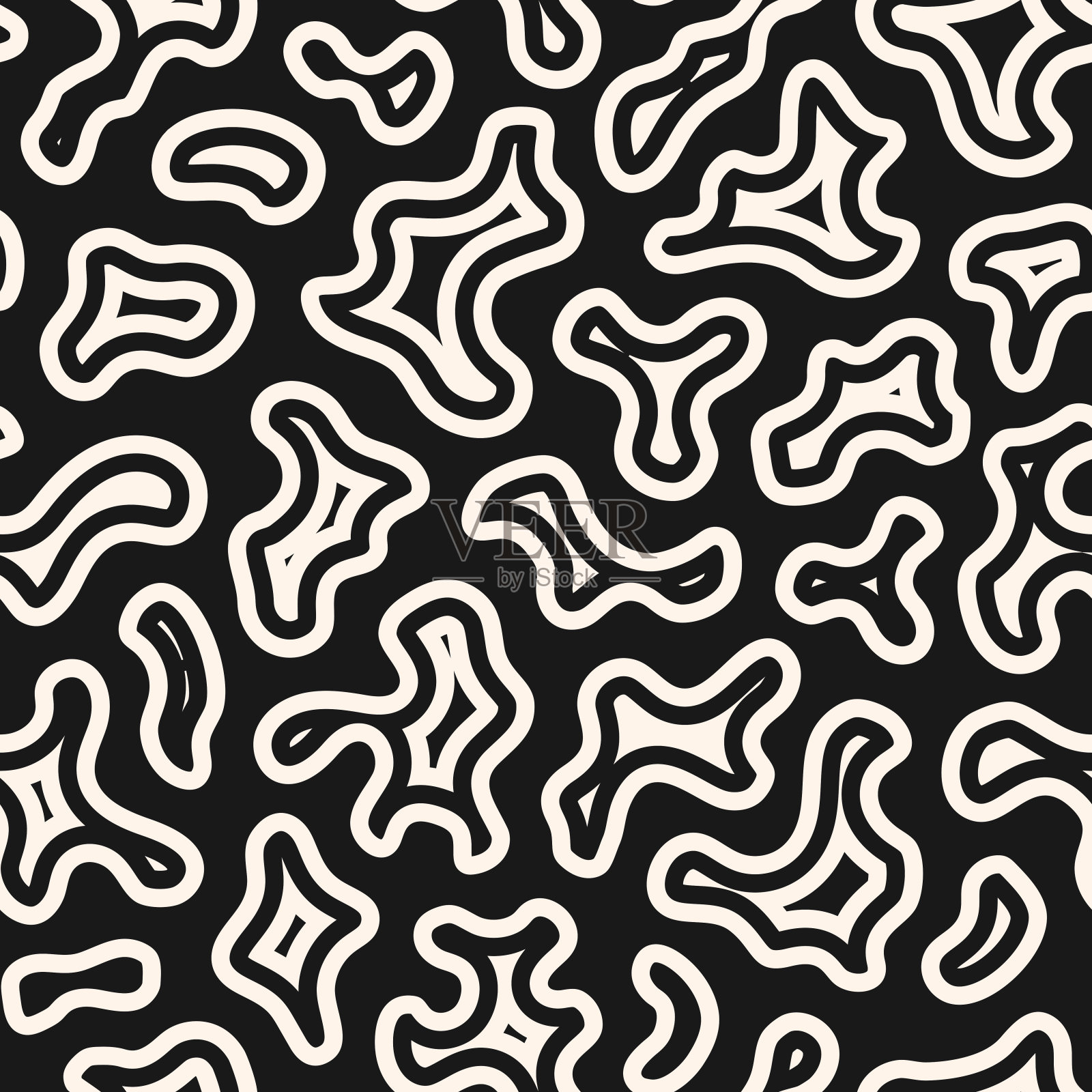 矢量无缝模式与抽象点。黑白纹理插画图片素材