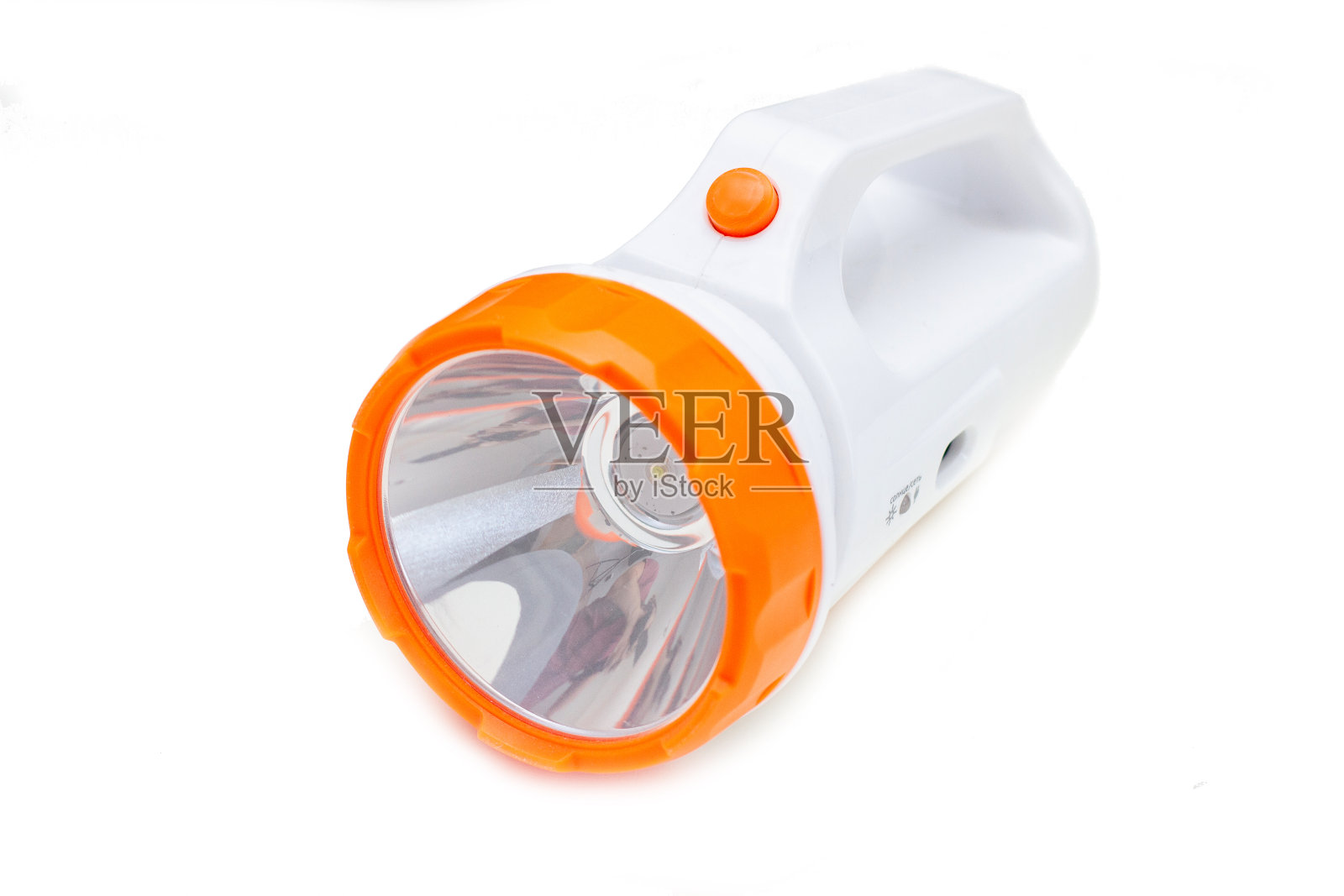 手电筒与LED灯隔离在一个白色的背景照片摄影图片