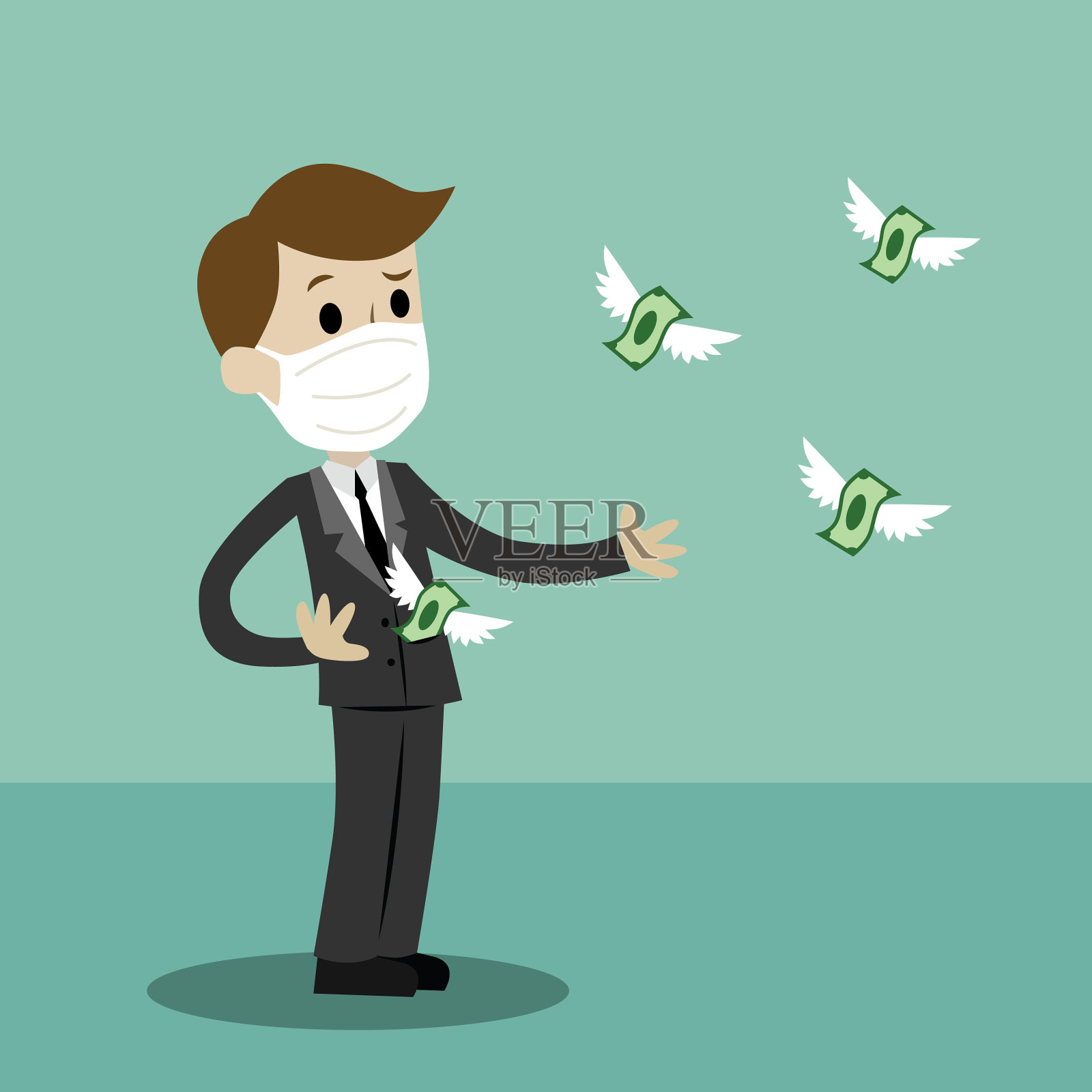 做医用口罩的商人丢了钱插画图片素材
