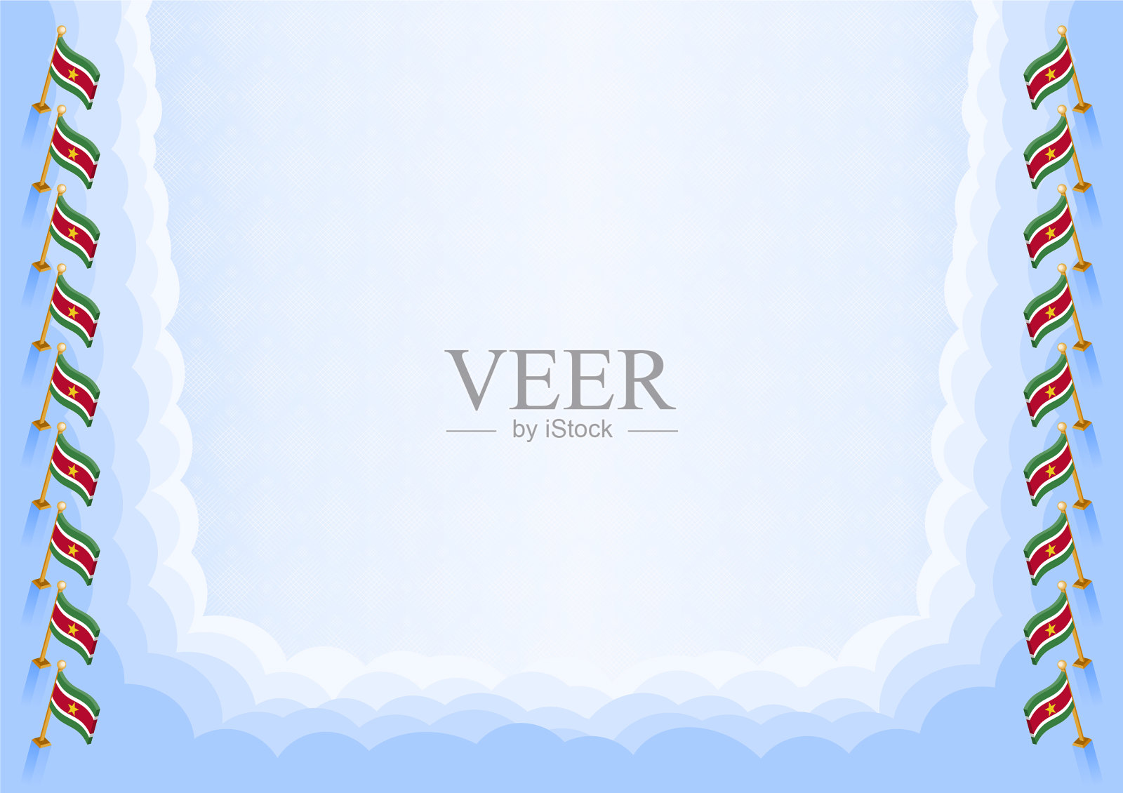 水平框架和边界与苏里南国旗插画图片素材