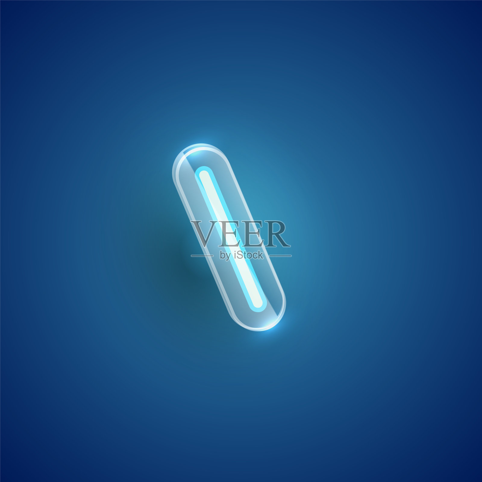 逼真的霓虹灯“反斜杠”字符与塑料外壳周围,矢量插图插画图片素材