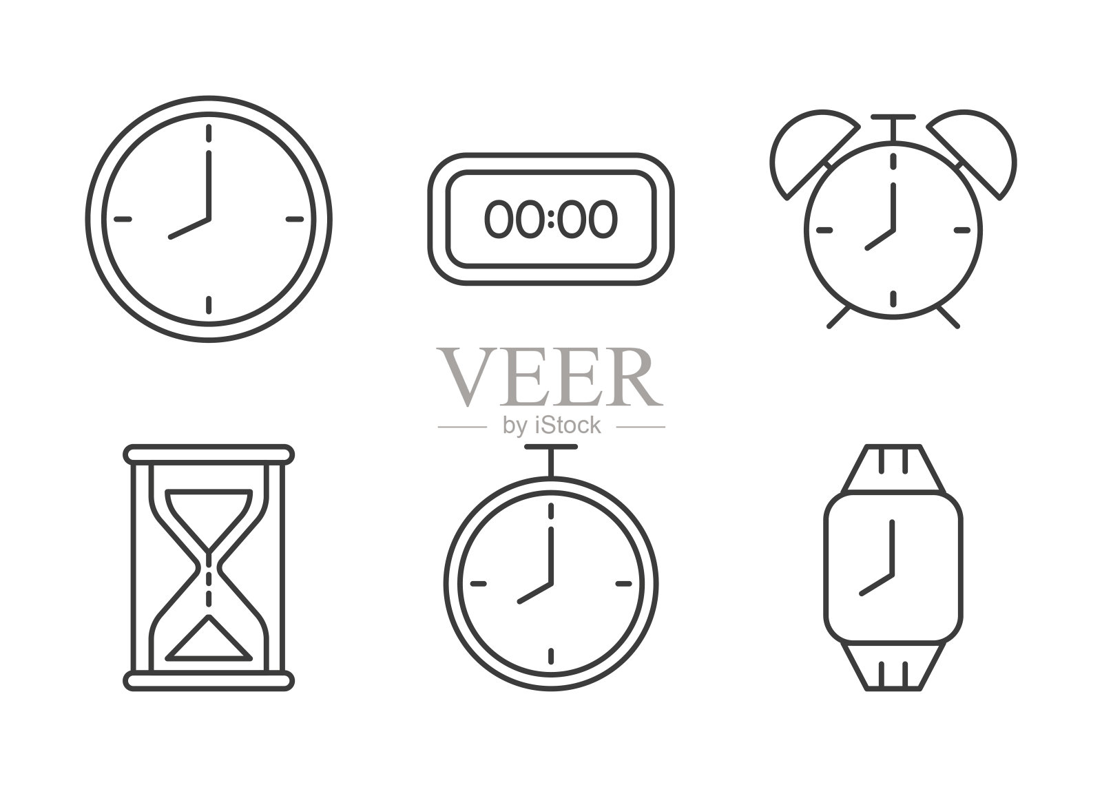 平面插图与时间图标。简单的矢量图。经营理念。手表,时间图标,时钟图标向量。秒表计时器图标矢量平面设计。图标素材