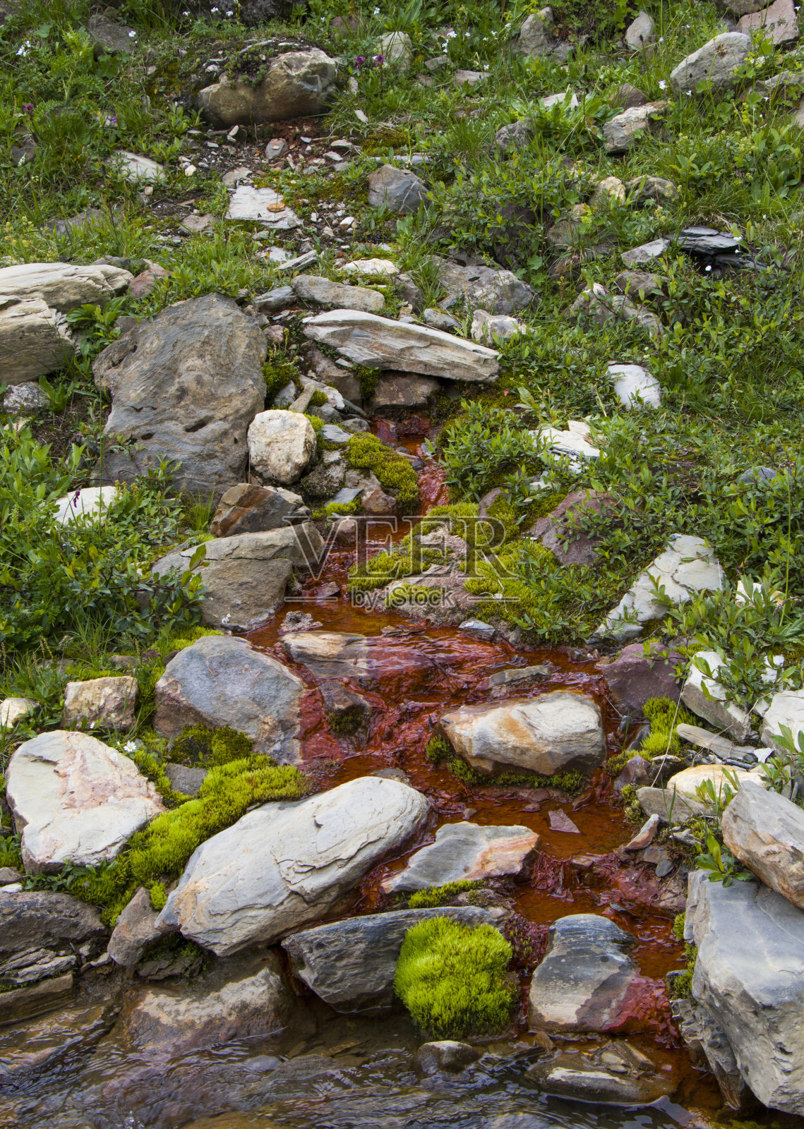 格鲁吉亚卡扎贝吉山区的河流、水和岩石照片摄影图片