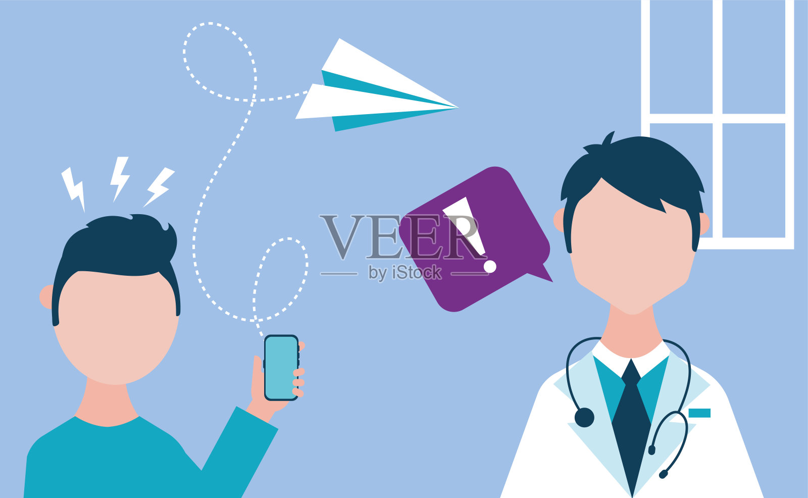 在线健康技术与人使用智能手机和医生插画图片素材
