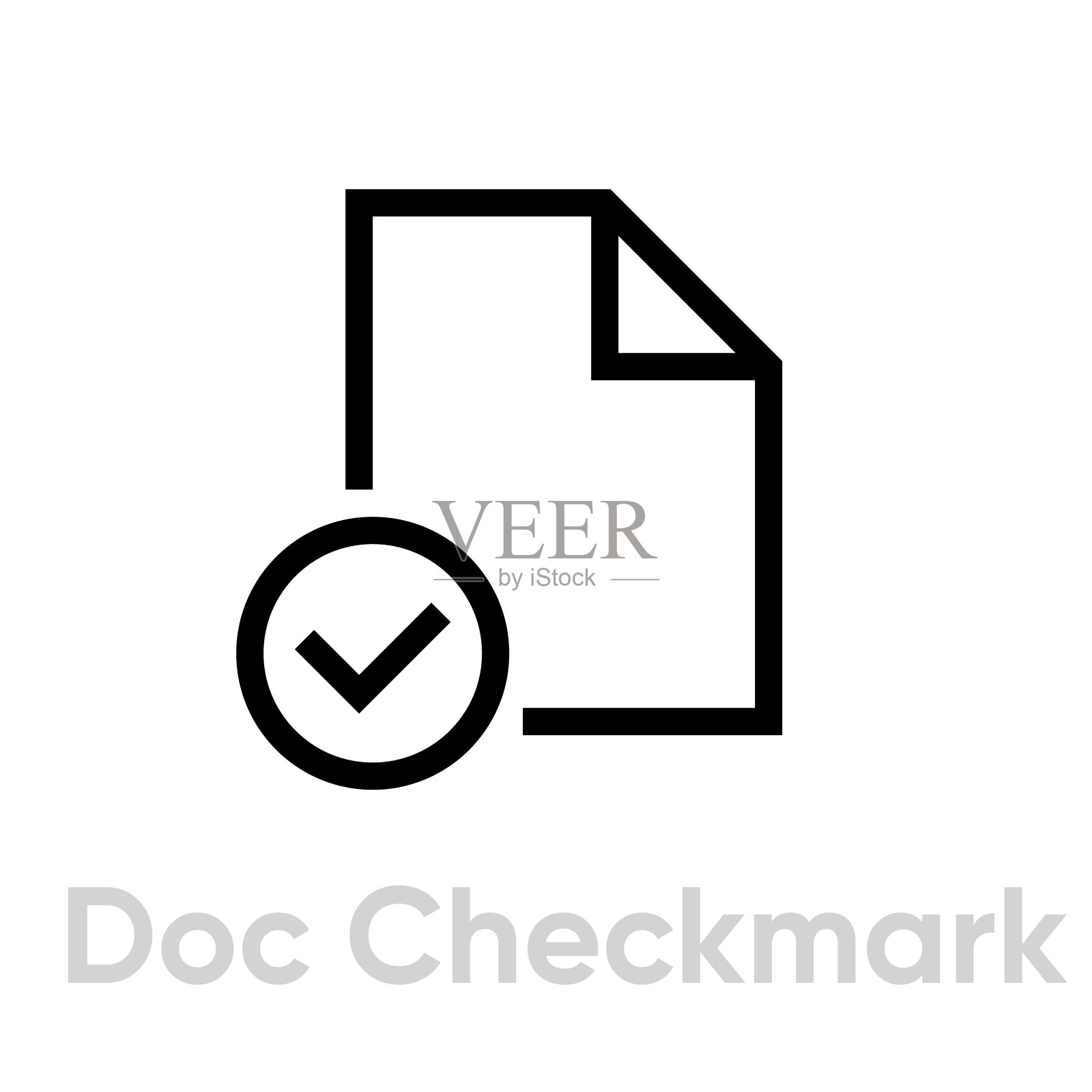 医生检查标记平徽章。可编辑的矢量轮廓。单一的象形图。文书工作完成。插画图片素材