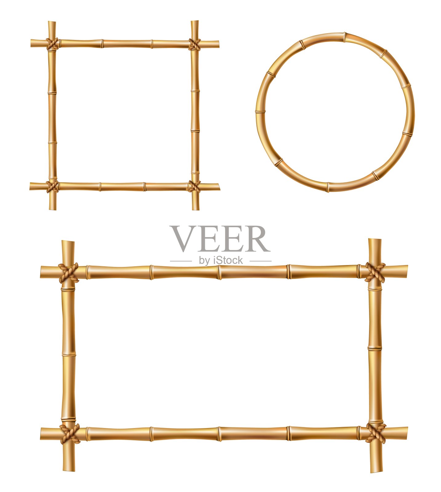 竹框架,孤立矢量木边框设置插画图片素材