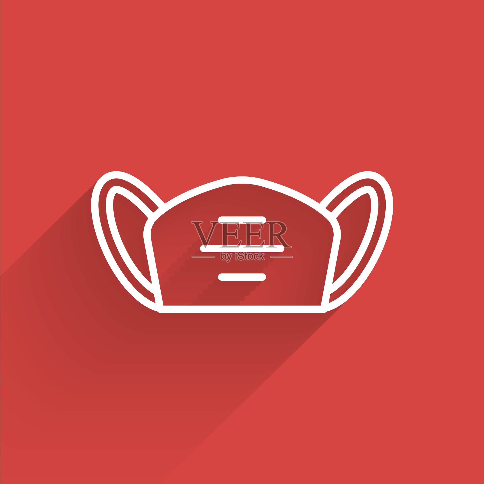 医用防护口罩图标孤立,阴影长。向量插画图片素材