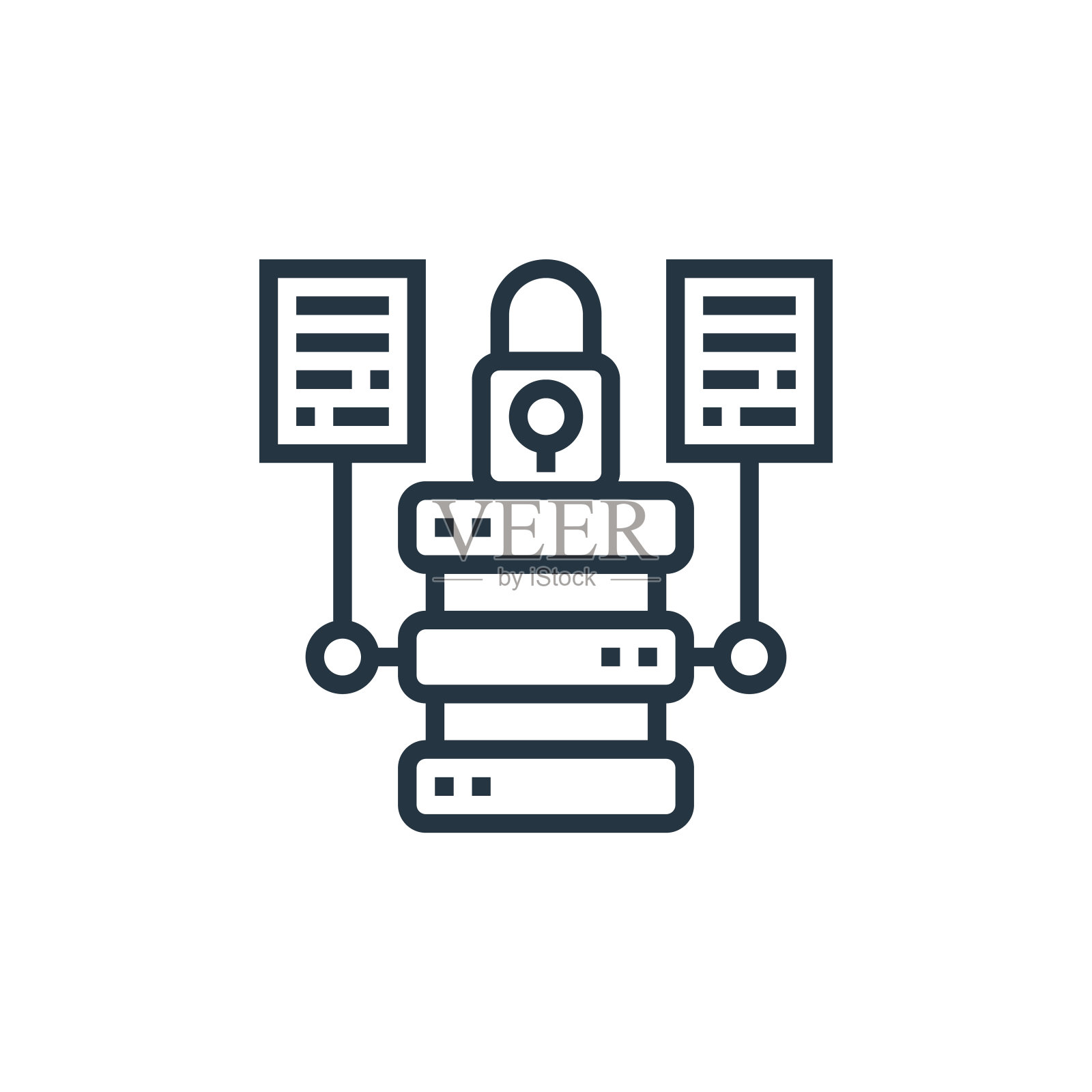 数据安全矢量图标隔离在白色背景上。轮廓线,细线数据安全图标,用于网站设计和移动,应用程序开发。细线数据安全轮廓图标矢量插图。插画图片素材