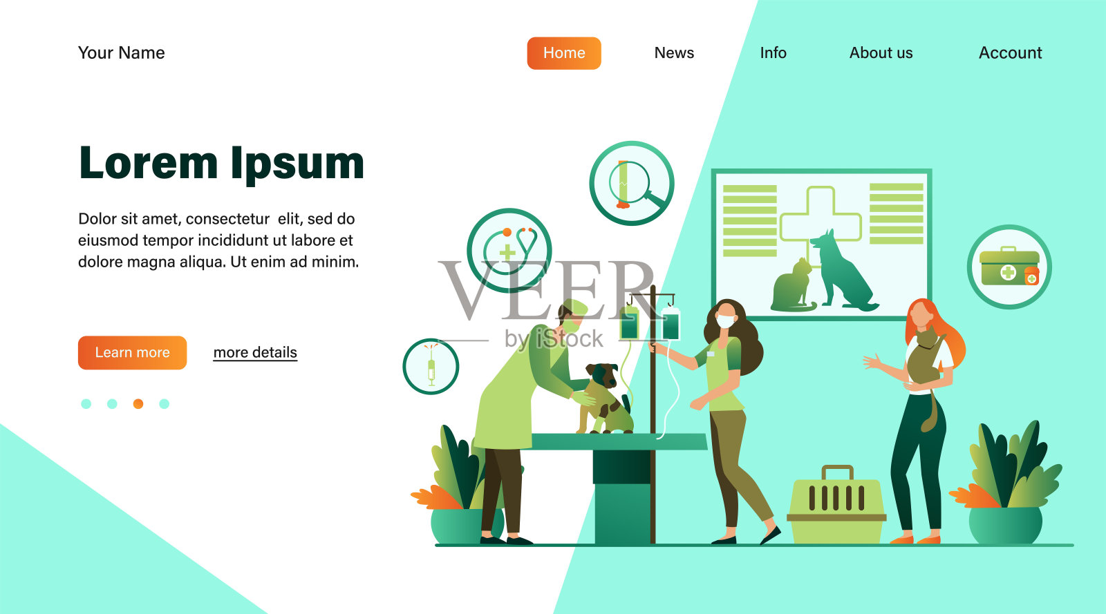 现代化的猫狗医院插画图片素材