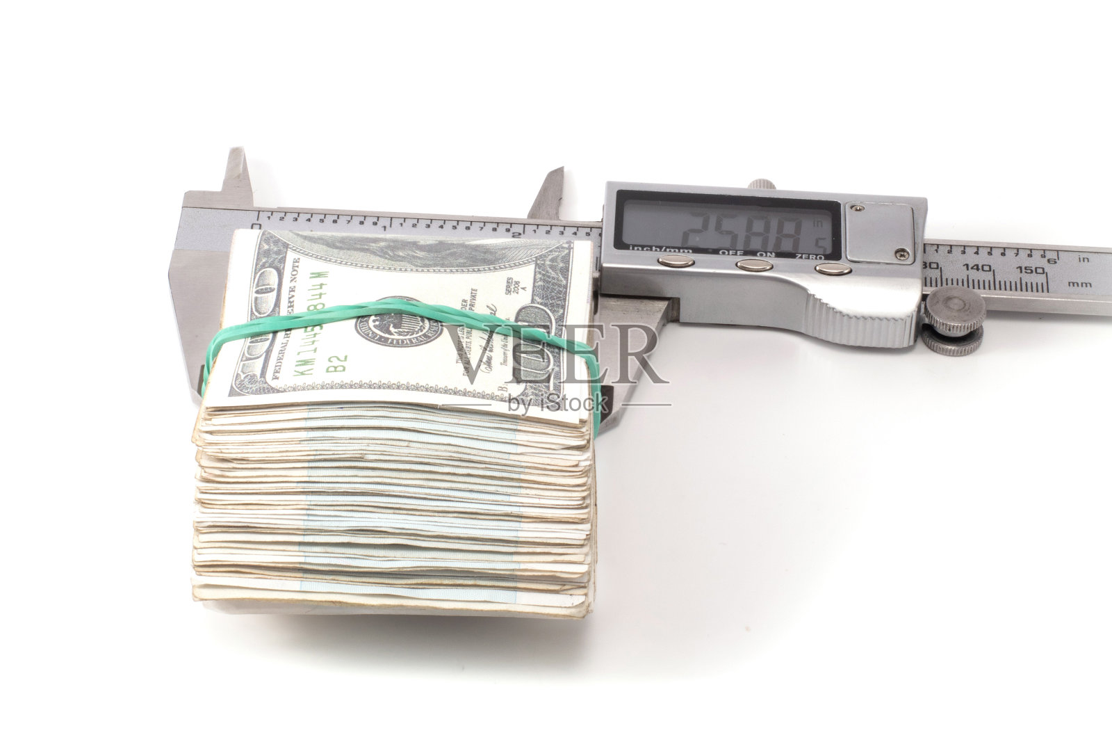 卡钳和钱分开了照片摄影图片