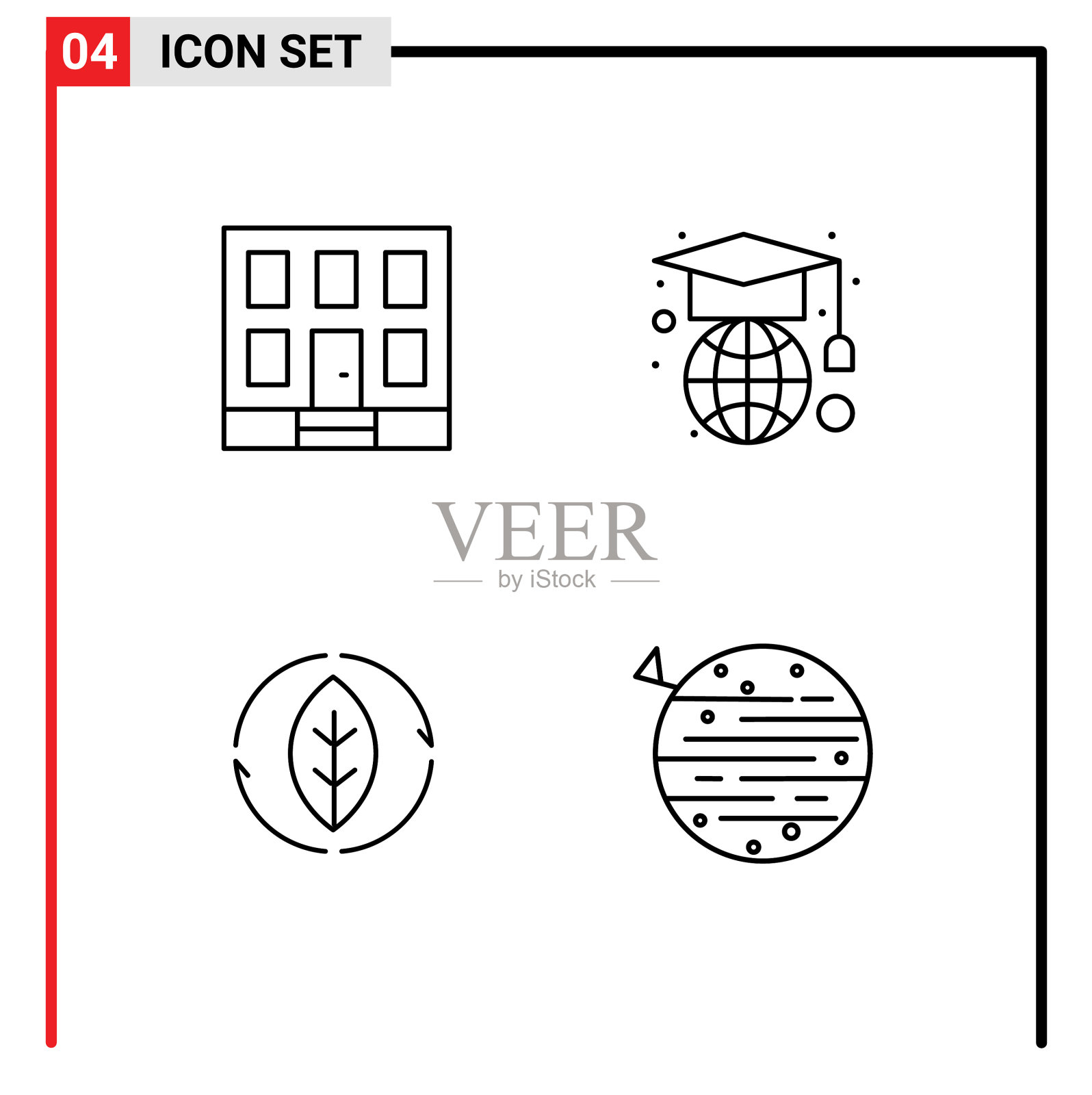 移动界面线设4个象形图插画图片素材