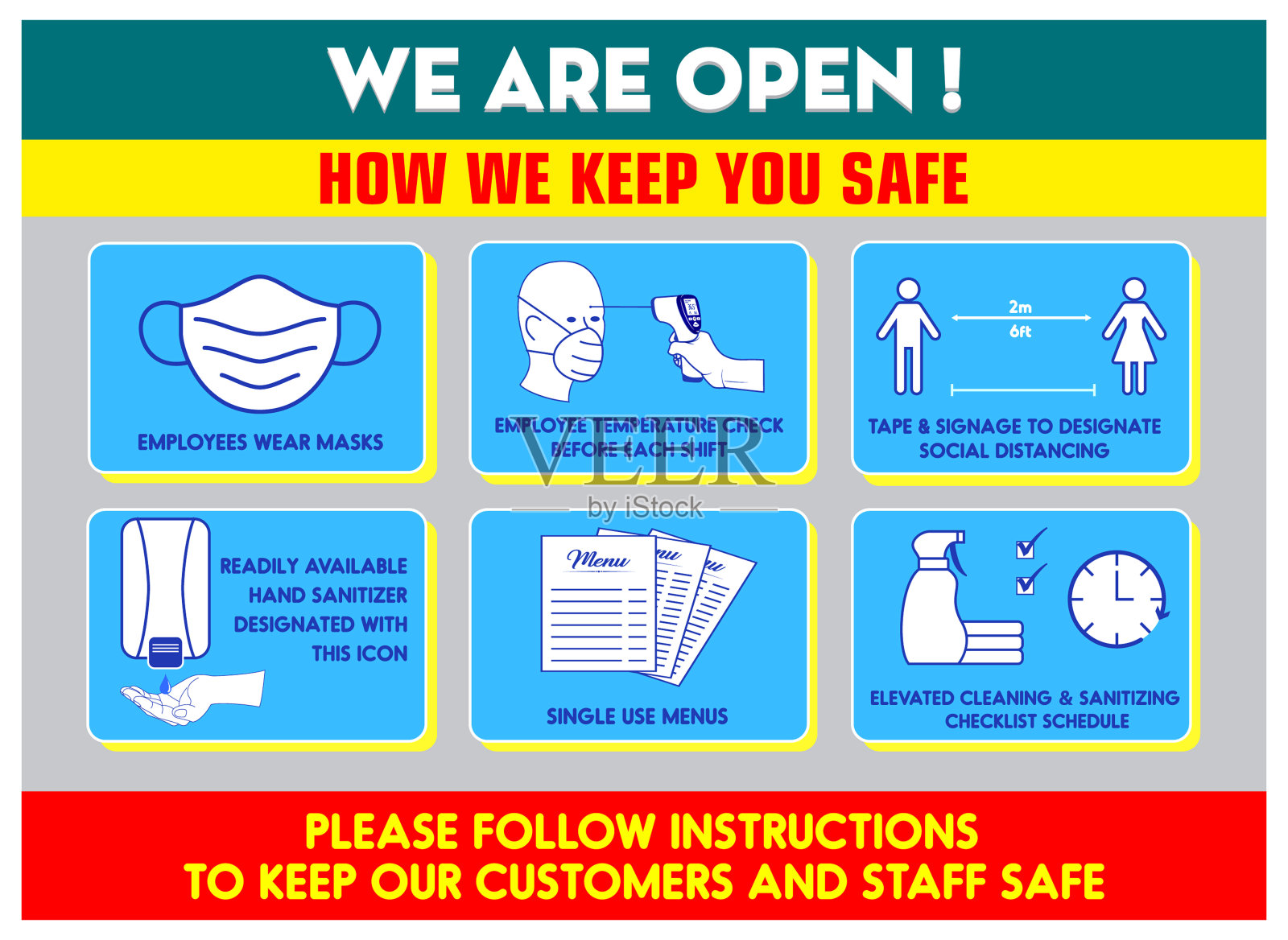 健康和安全协议或最佳实践零售食品店或新常态生活方式概念。Eps 10矢量插画图片素材