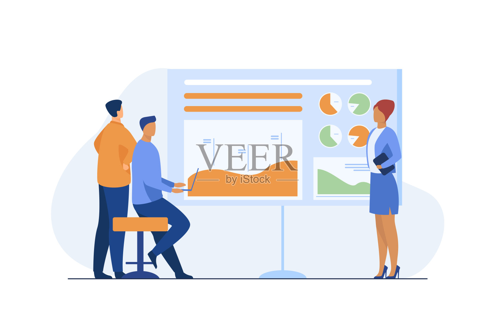 经理向同事汇报工作插画图片素材