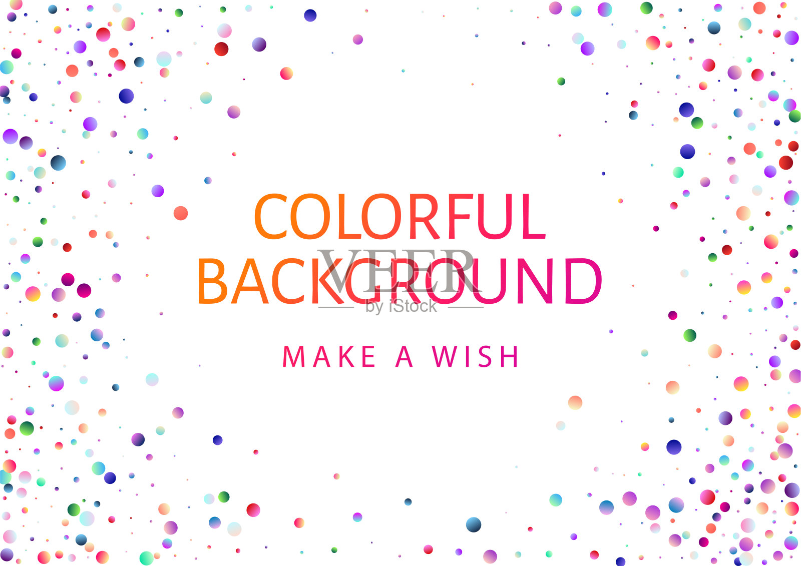 彩色图案与发光的圆形点(五彩纸屑)。彩虹在白色的背景上闪烁插画图片素材