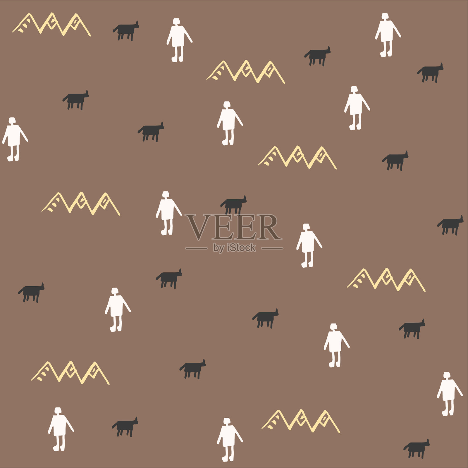 部落无缝图案设计与阿兹特克符号。矢量插图。插画图片素材