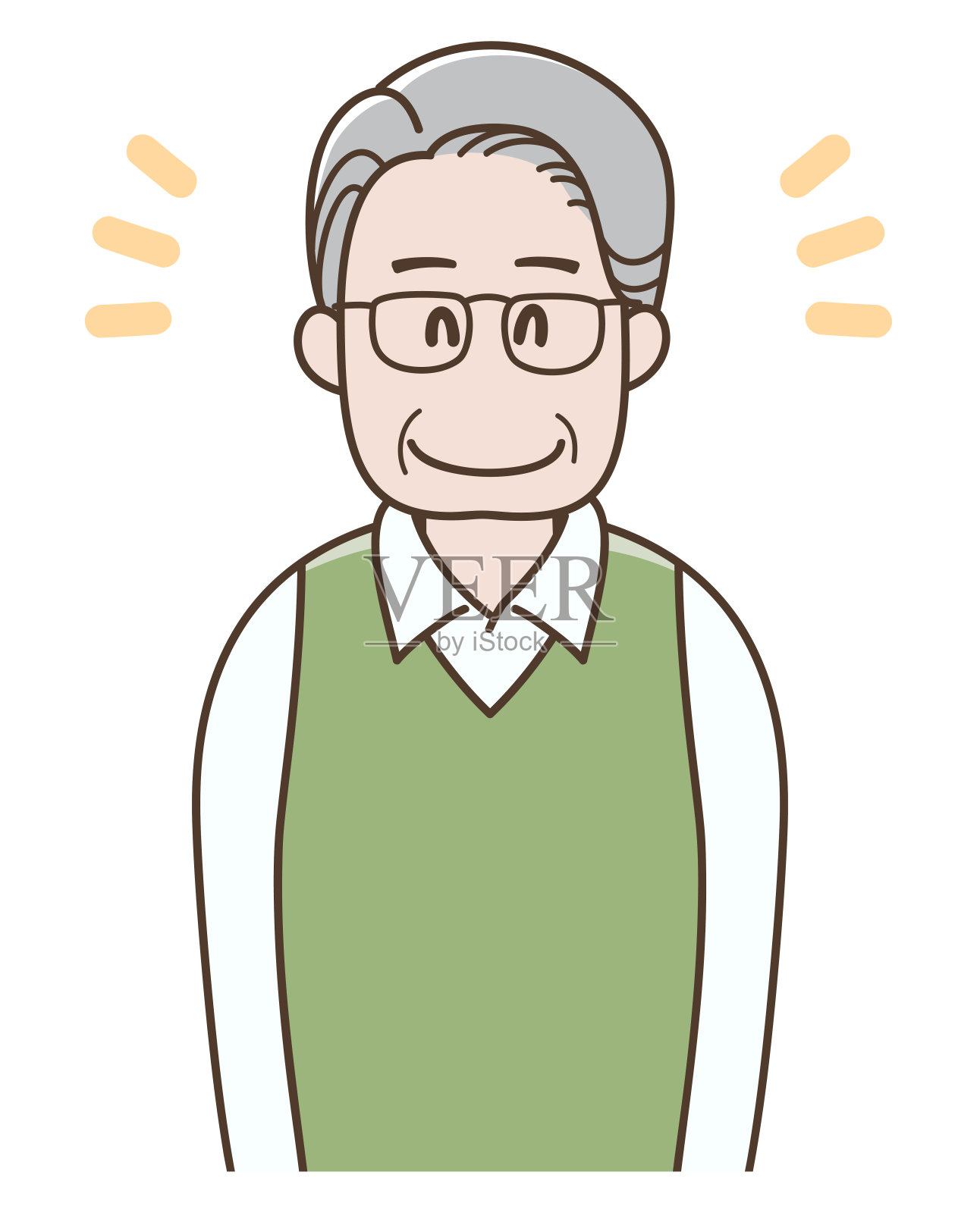 插图是一位老人幸福地微笑插画图片素材