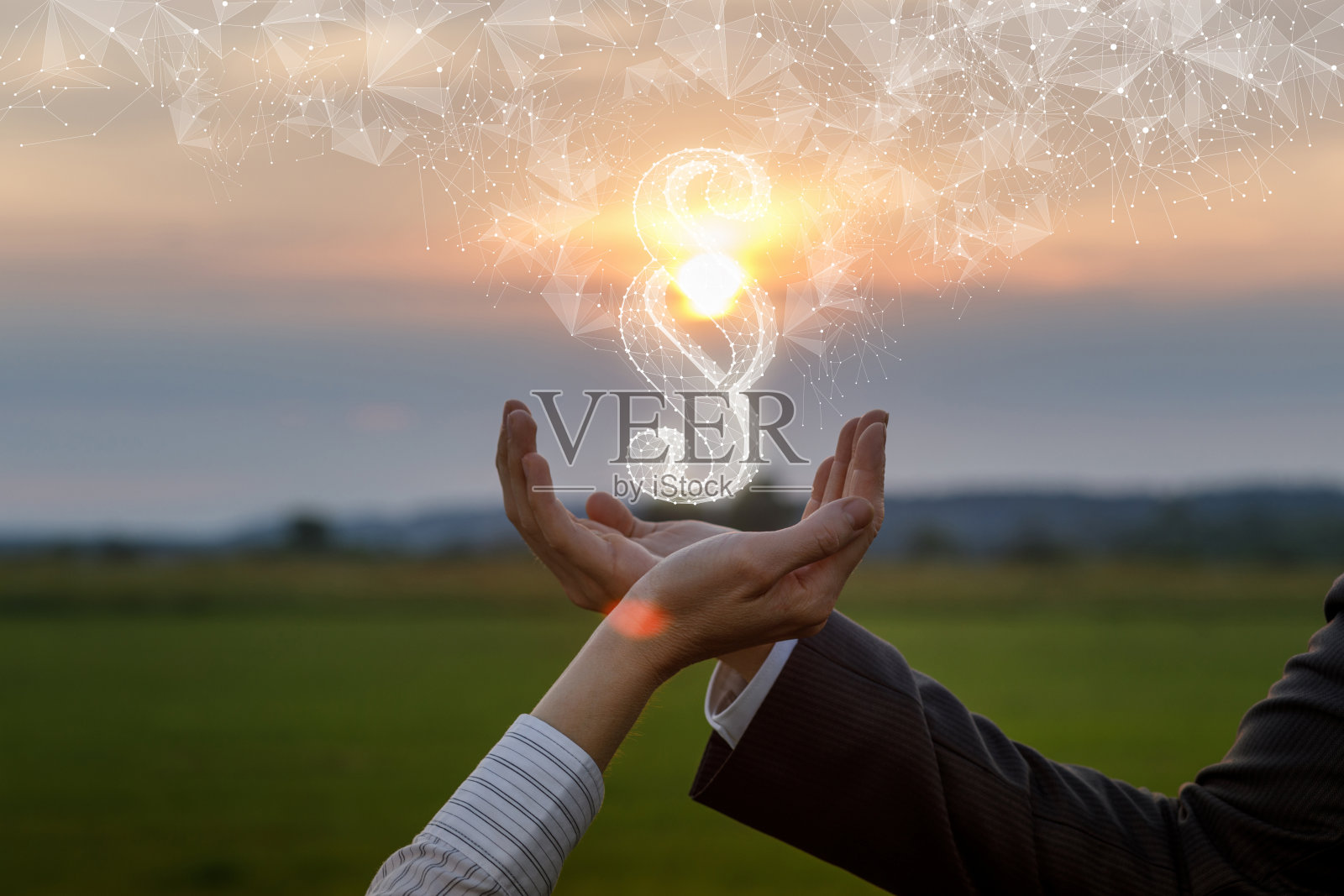 商人和女商人展示段落标志。照片摄影图片