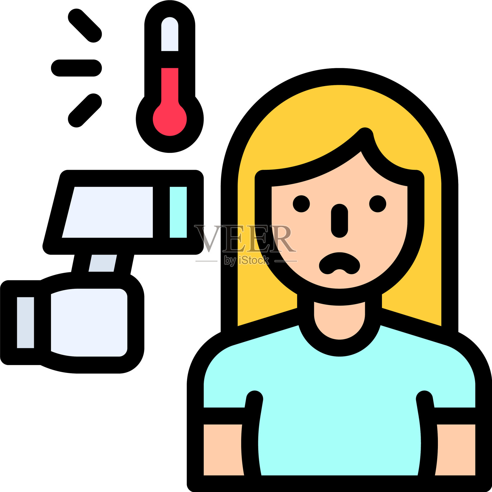 取温度填充样式图标插画图片素材