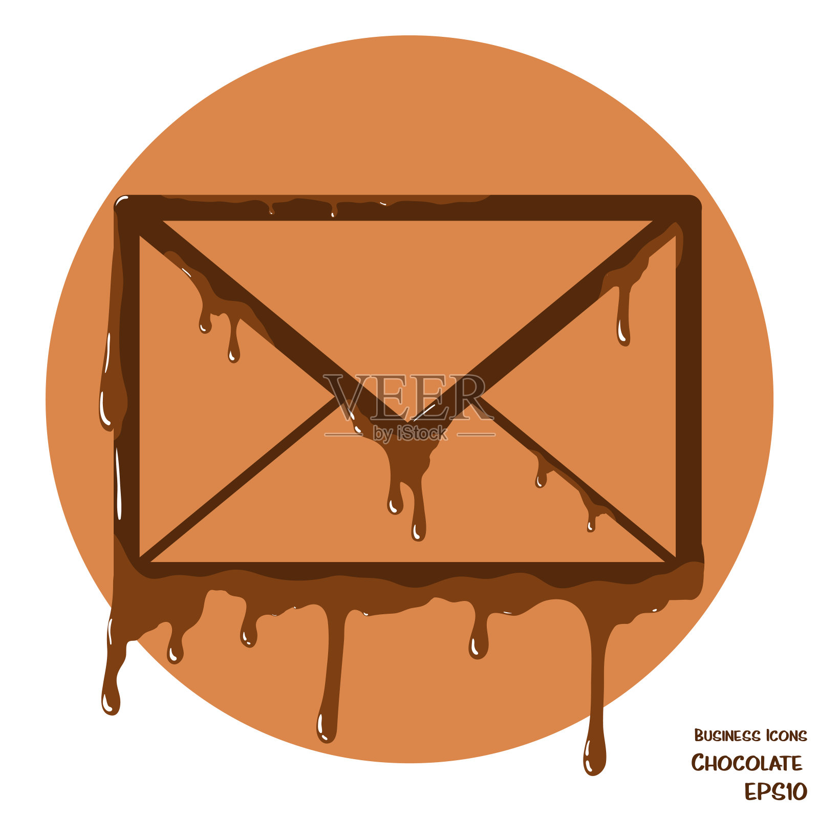 由巧克力制成的信封的商业图标插画图片素材